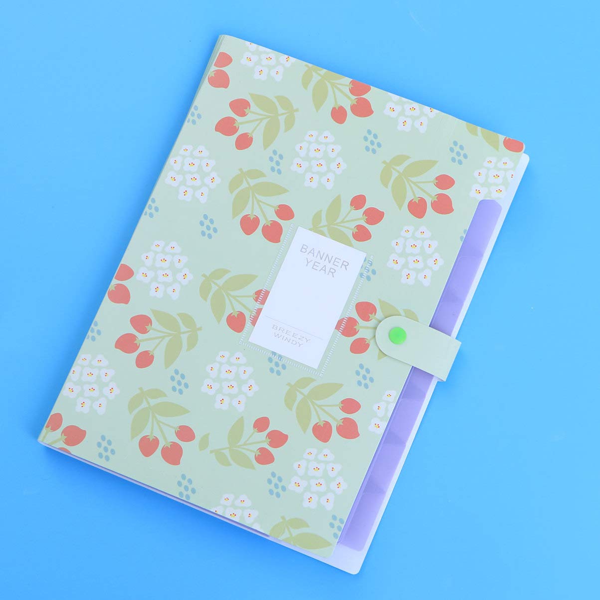 Floral Print Expandable File Folder - A4 Plastic Document Organizer with 8 Pockets for Office & Home Use | Green Expandable File Covers for Bills, Receipts, School Papers & Important Documents