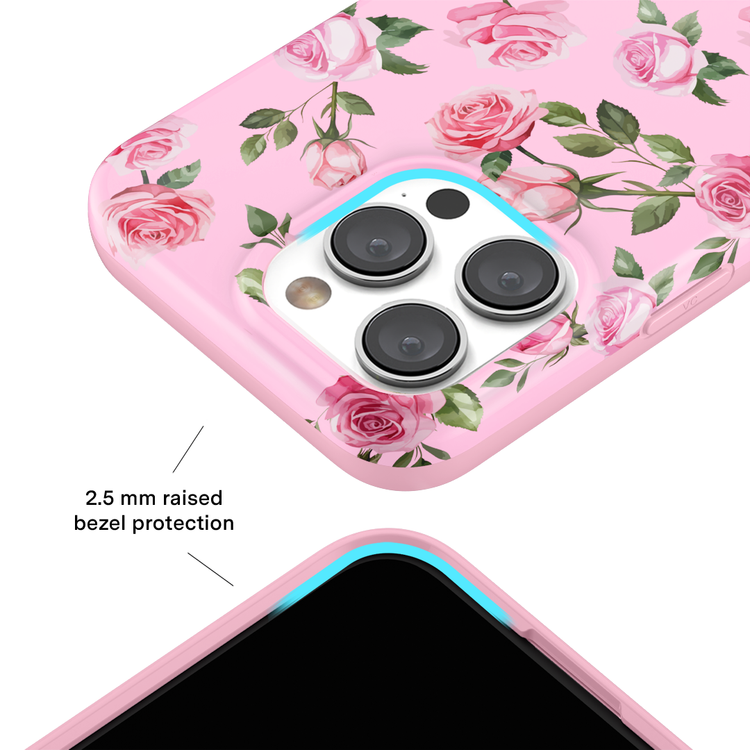 Pink Rose Floral iPhone Case - Cute & Stylish Phone Cover for Women Girls - Perfect Gift for Birthday, Valentine's Day & Mother's Day - Compatible with iPhone 13/14/15 Series