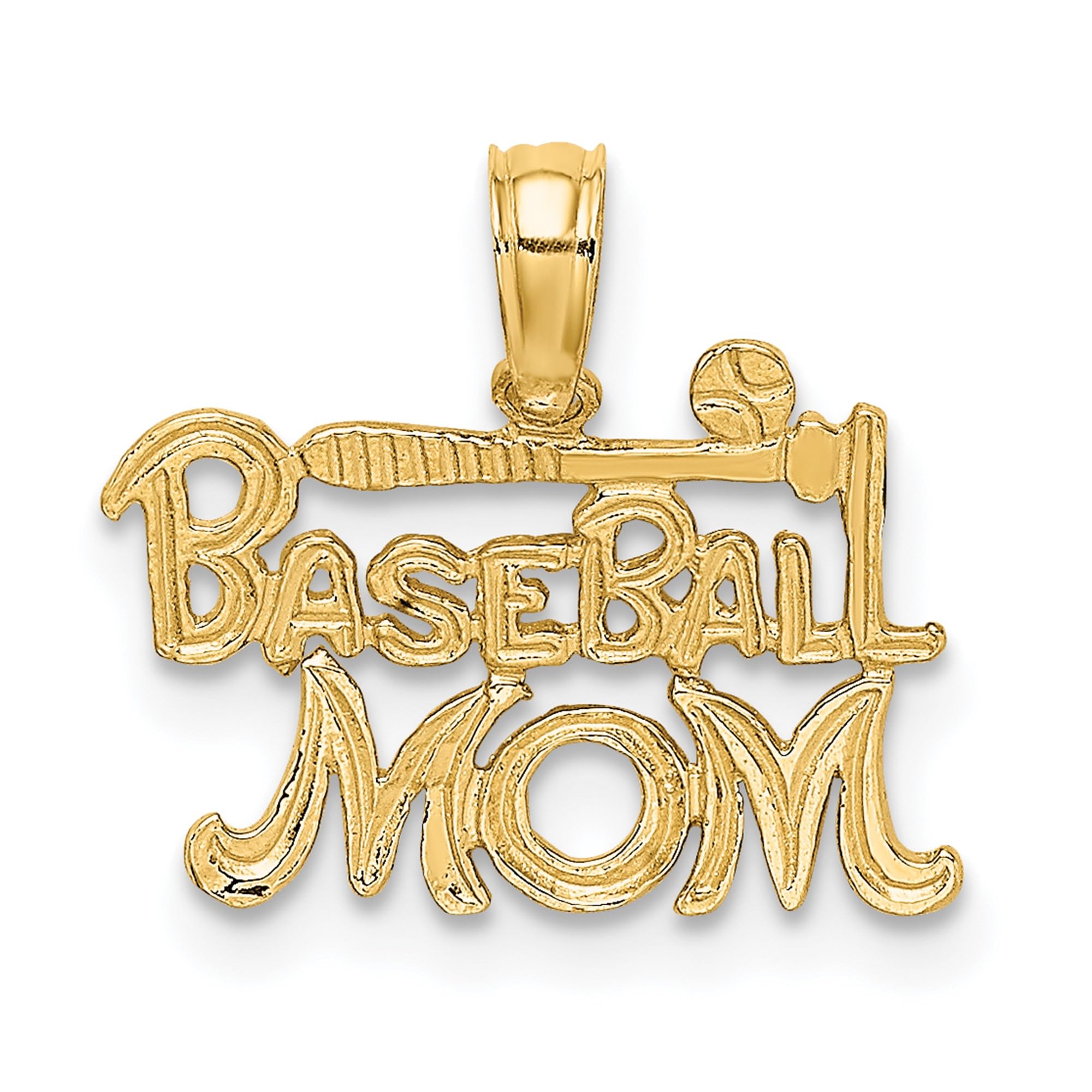 14K Solid Yellow Gold Baseball Mom Necklace - Personalized Softball Charm Pendant for Mothers, Sports Lovers & Team Moms - Perfect Gift for Birthdays, Mother's Day & Game Day