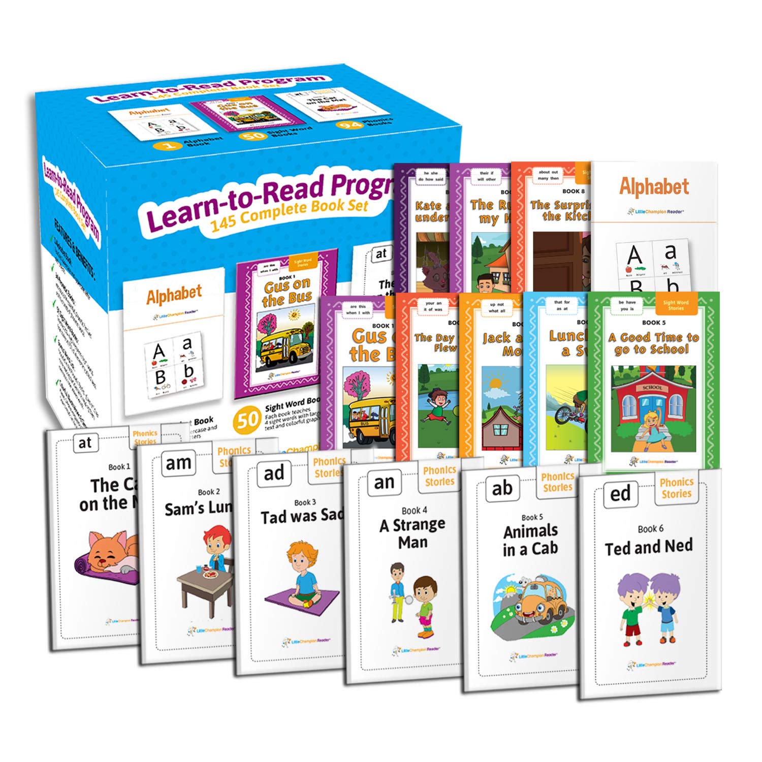 Learn-to-Read 145 Book Set for Kids - Phonics & Sight Word Books for PreK to 1st Grade (Ages 3-7) - Includes Alphabet Book & Leveled Readers - Perfect for Homeschooling & Early Childhood Education