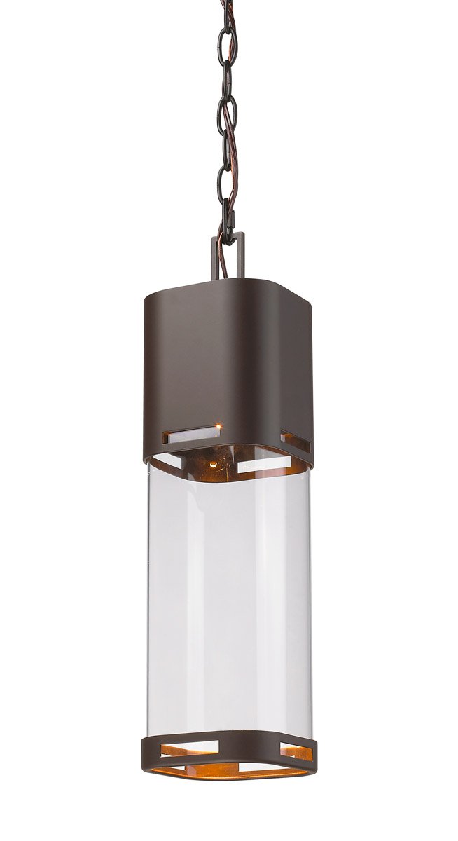 Outdoor Pendant Light Fixture - 1 Light Bronze Finish with Integrated LED Bulb (5 Inch, 14W) - Perfect for Patio, Porch, Deck & Garden Lighting