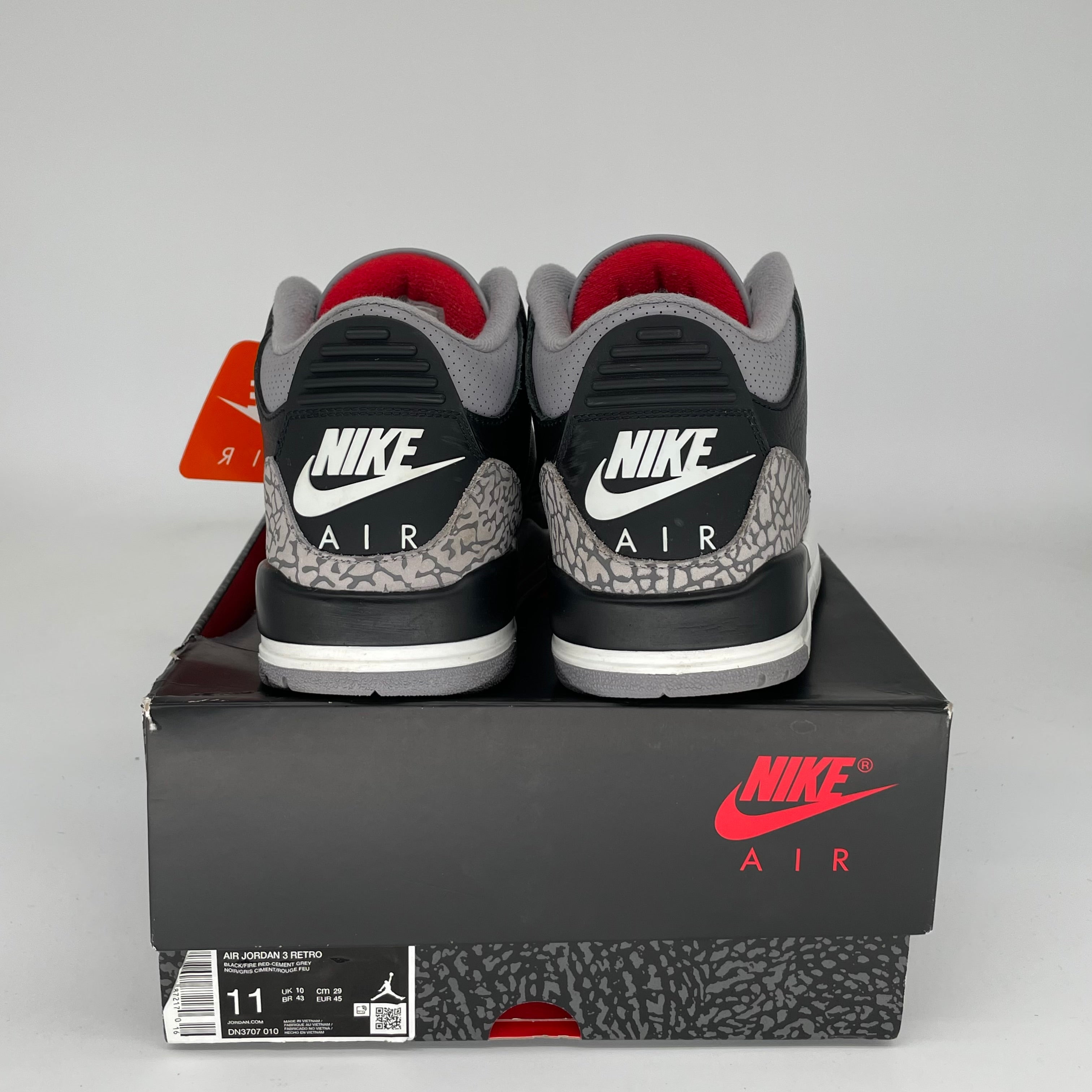 AIR JORDAN 3 Retro Black Cement Men's Basketball Shoes Size 11 - DN3707-010 | Authentic Sneakers for Streetwear & Basketball Games