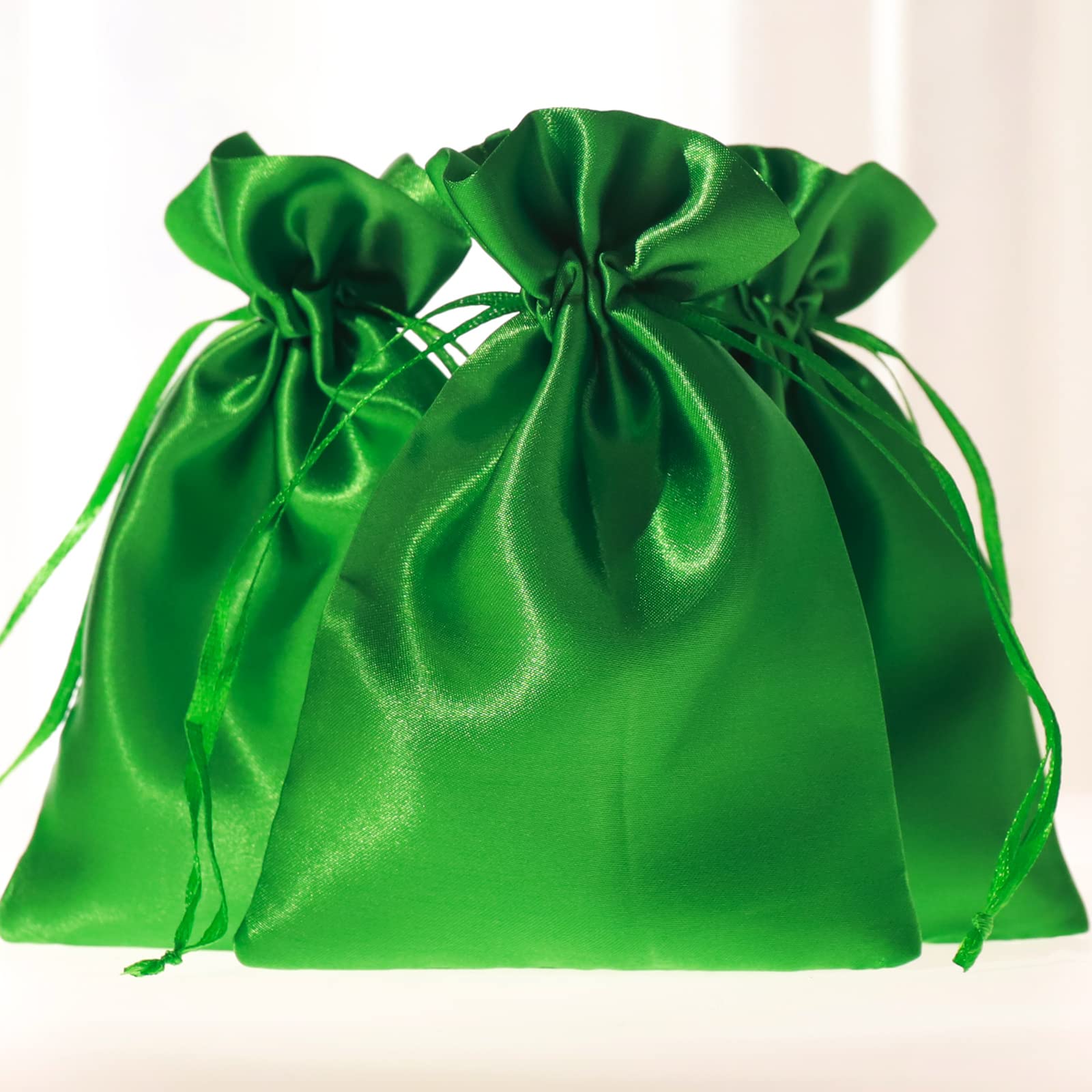 4x6 Inch Satin Drawstring Bags - Elegant Wedding Favor Pouches, Jewelry Gift Bags for Baby Shower, Christmas, Birthday & Party Favors (Green) | Perfect for Business Events, Bridal Accessories & Special Occasion Gifts