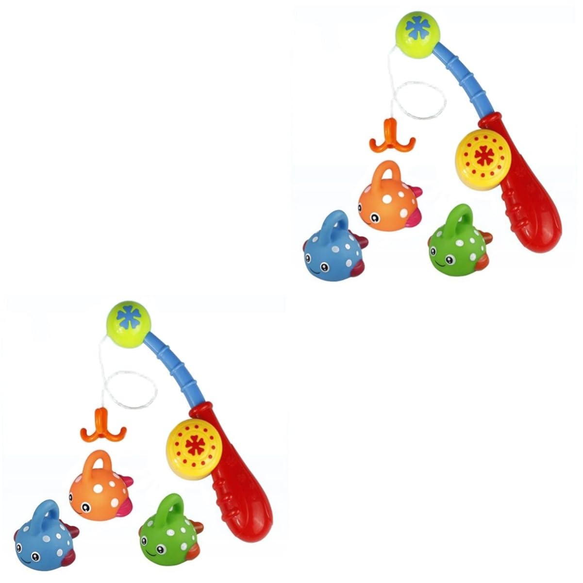 TOYANDONA 2 Pack Fishing Bath Toys Set with Fishing Rod & Rubber Fish - Fun Educational Water Play for Toddlers & Kids - Perfect for Bathtime, Pool Parties & Outdoor Activities