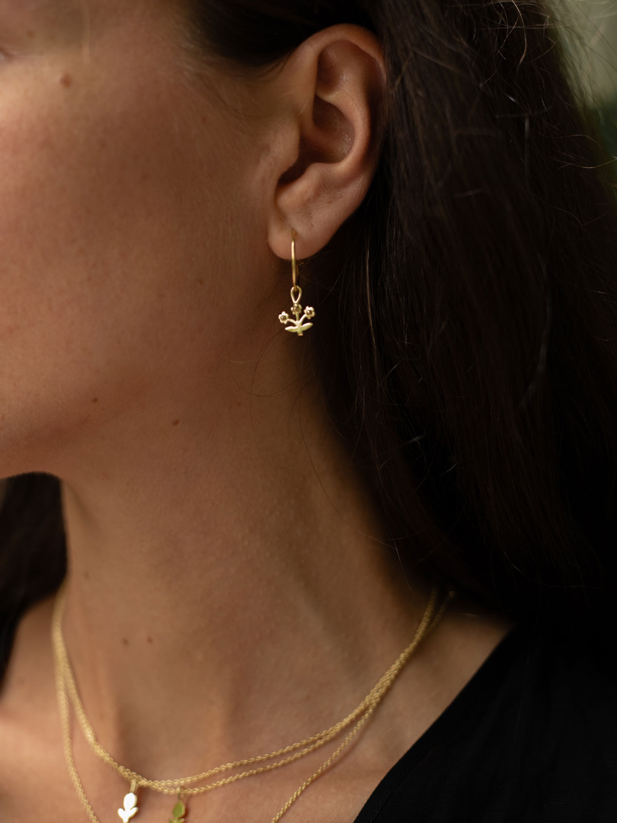14K Gold Posie Hoop Earrings - Dainty Floral Huggie Earrings for Women, Perfect for Everyday Wear, Date Night & Special Occasions
