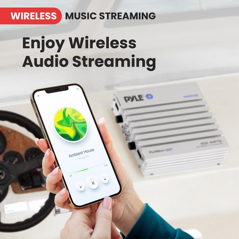 4 Channel Elite Bluetooth Marine Amplifier - High Power Waterproof Boat Stereo System for Outdoor Boating & Marine Audio
