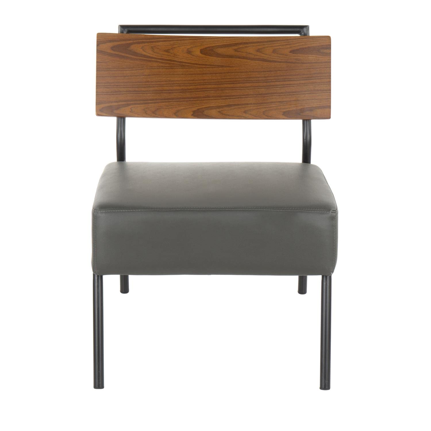 LumiSource Fiji Leather Accent Chair - Armless Modern Living Room & Bedroom Seating - Stylish Contemporary Lounge Chair for Home Office, Reading Nook, or Relaxation Corner