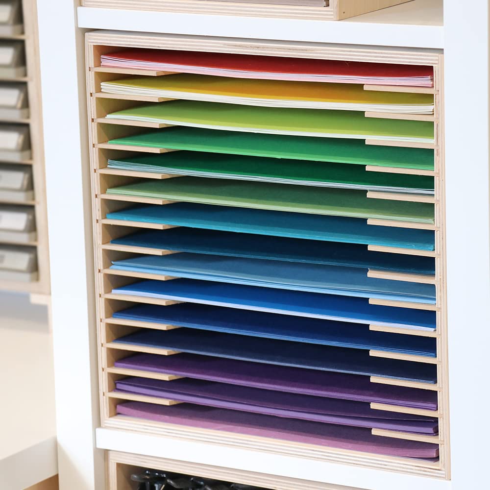 12x12 Stamp-n-Storage Paper Holder - 15 Slot Organizer for Scrapbooking & Craft Supplies | Fits IKEA Kallax Shelf | Perfect for Cardstock, Vinyl & DIY Projects