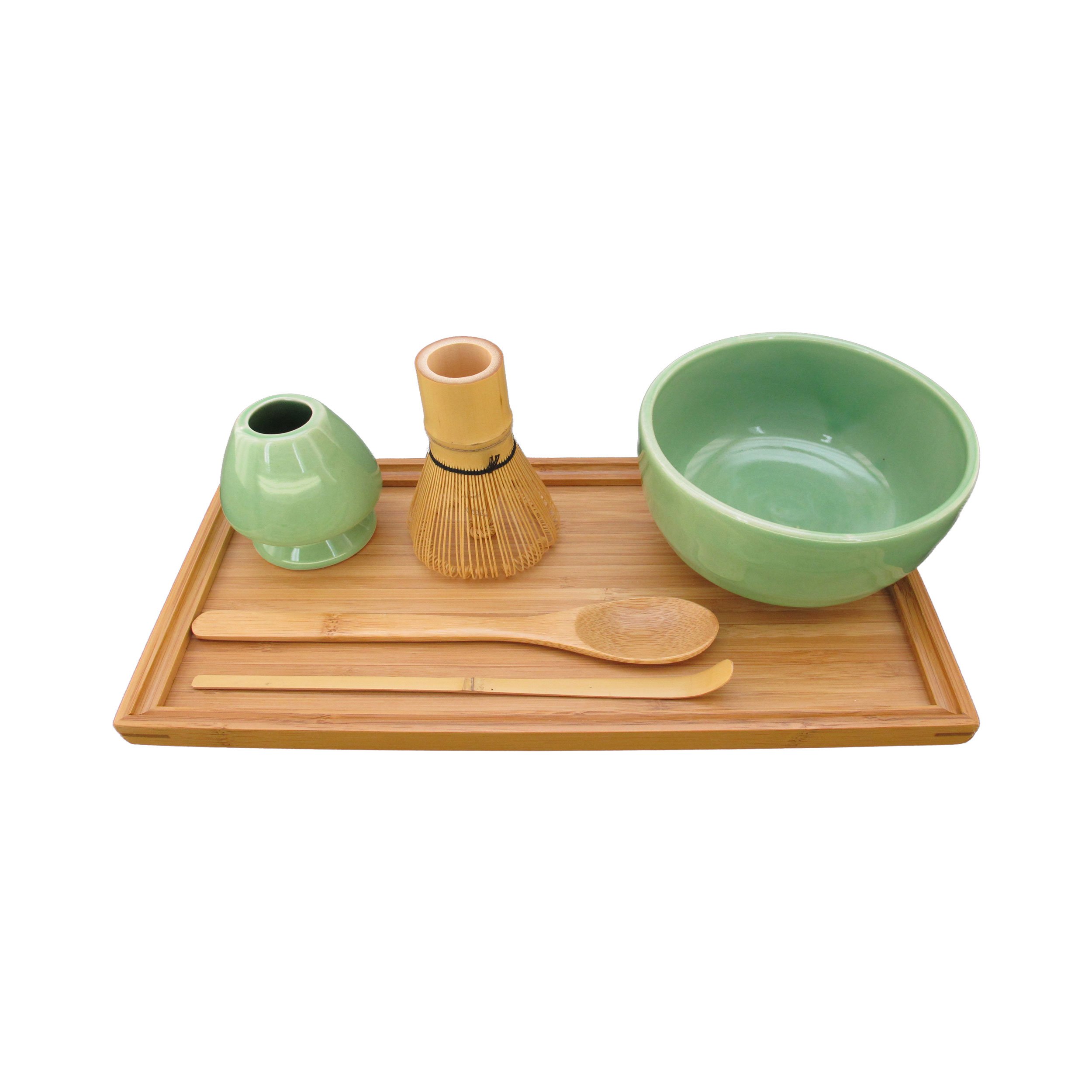 Premium Matcha Bowl Set - 10-Piece Ceremonial Kit with Bowl, Stand, Whisk, Scoop, Spoon & Tray | Soft Light Green | BambooMN Brand | Perfect for Japanese Tea Ceremony, Zen Meditation & Home Decor
