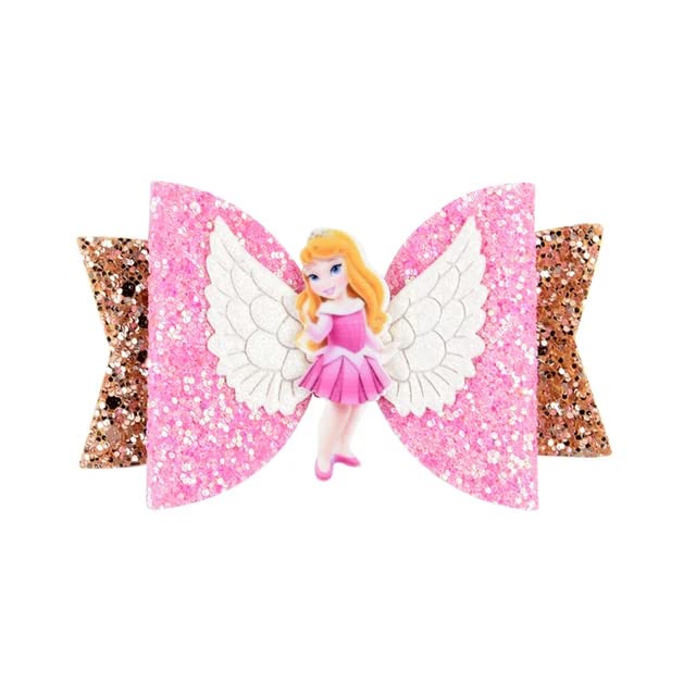 8 Pcs Fairy Princess Hair Clips for Girls & Toddlers - Cute Angel, Mermaid, Minnie Mouse Hair Barrettes - Soft Fabric Hair Accessories for Kids - Perfect for Birthday Parties, School, and Daily Wear