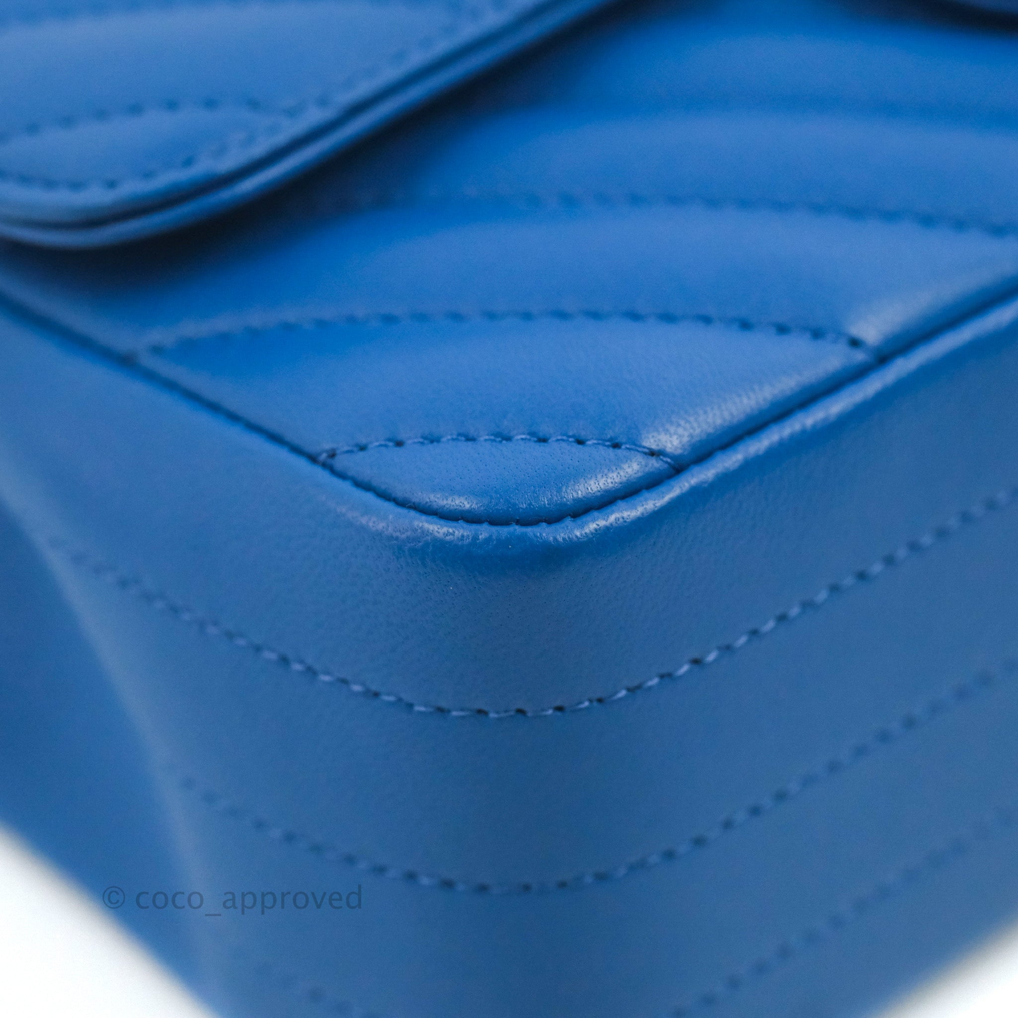 Chanel Chevron Mini Rectangular Flap Bag in Blue Lambskin Leather with Light Gold Hardware - Perfect for Evening Events & Luxury Fashion Accessories