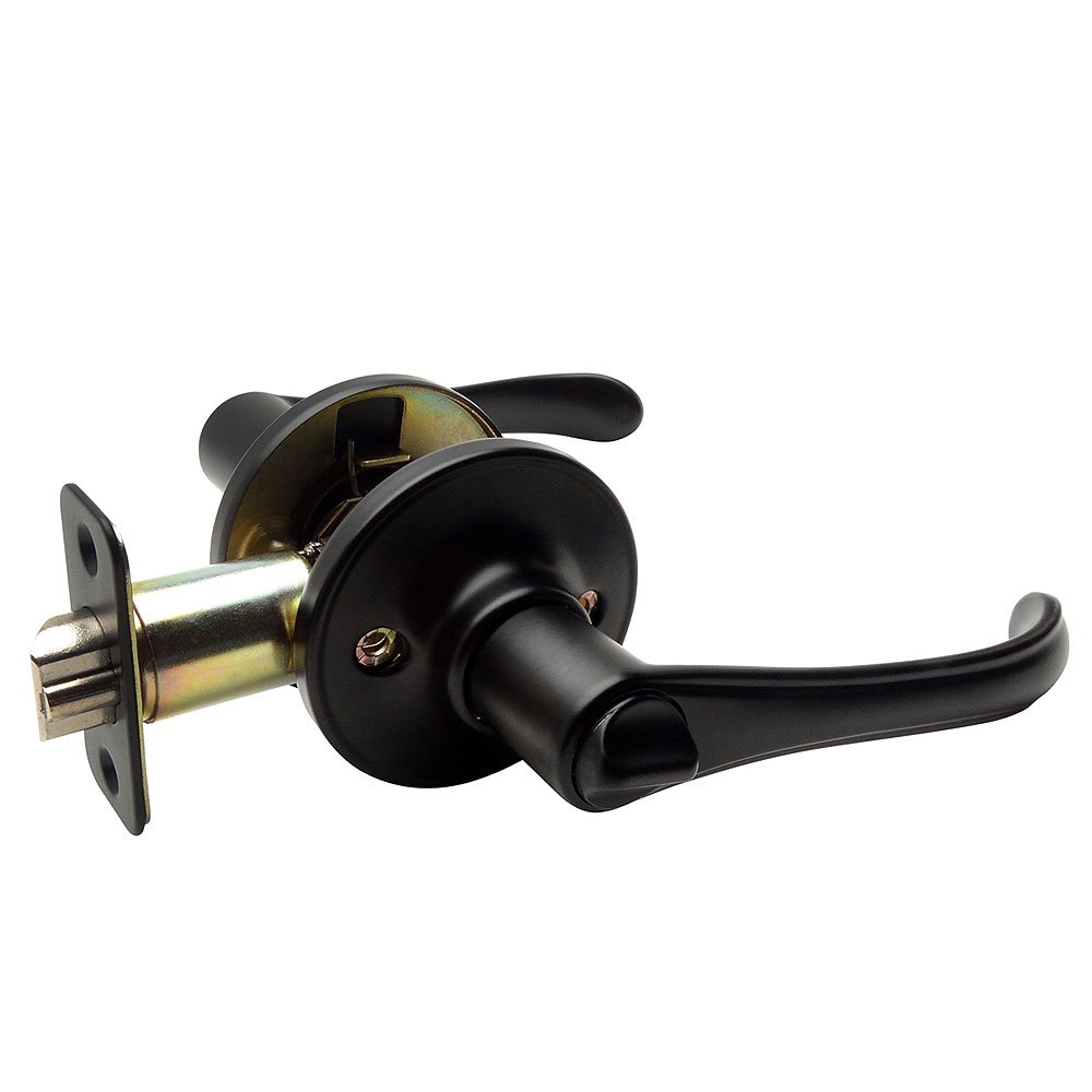 Designers Impressions Rochester Black Entry Door Lever with Key Lock - Free Key Lock Included - Secure Front Door Handle for Homes & Offices