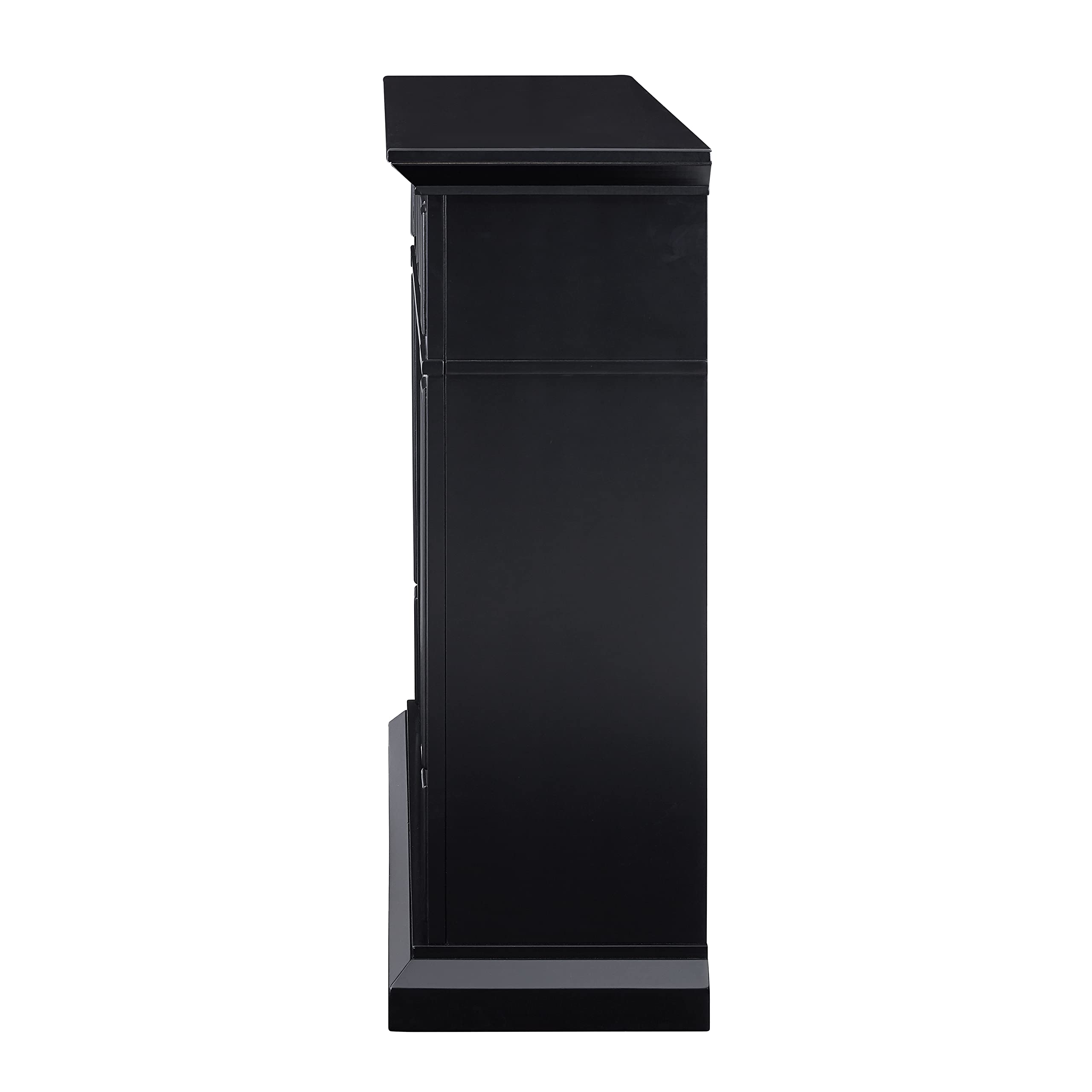 SEI Furniture Drovling Modern Black Marble Electric Fireplace - Indoor Heating for Living Room, Bedroom & Office