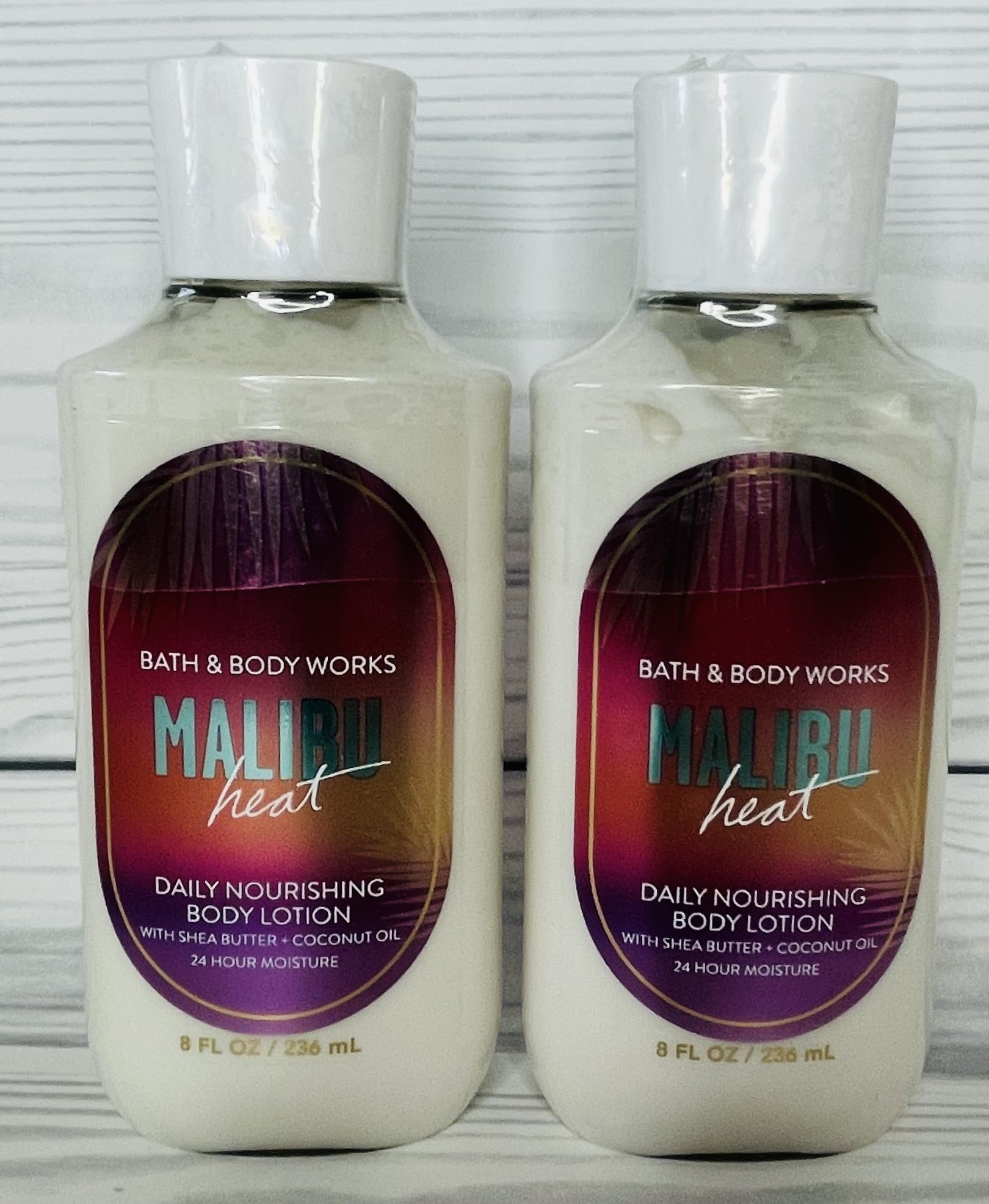 Bath & Body Works Malibu Heat Body Lotion - 8 oz (Pack of 2) | Tropical Scented Moisturizer for Smooth & Hydrated Skin | Perfect for Summer, Beach Days & Vacation Getaways