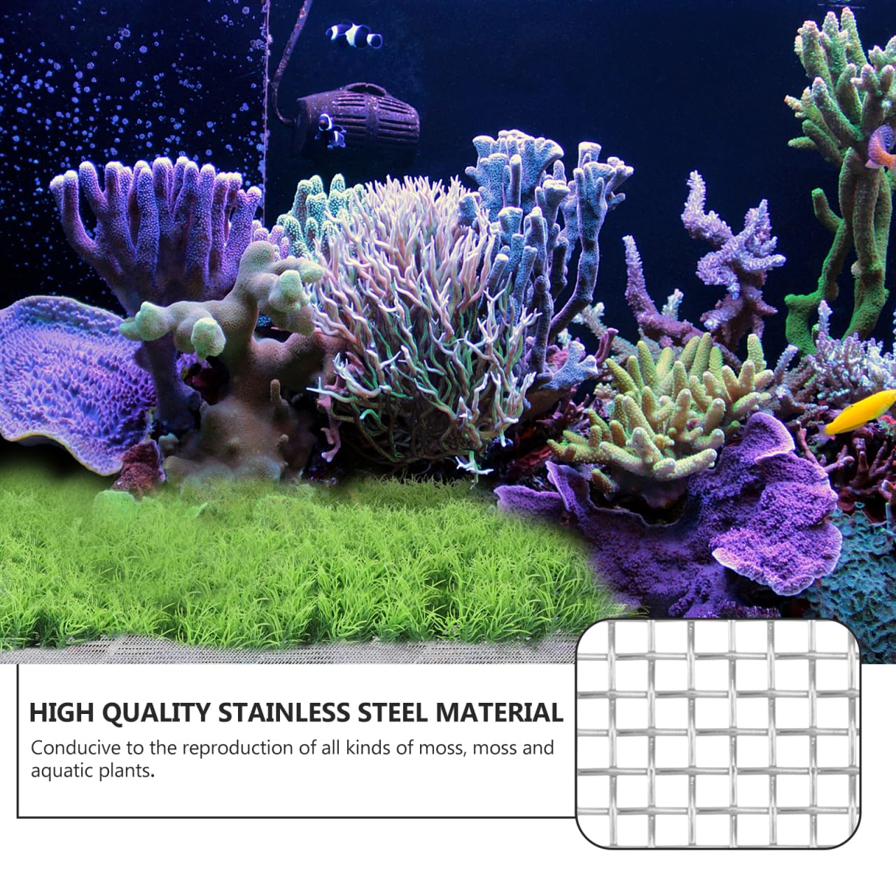 Balacoo 10pcs Stainless Steel Aquarium Mesh Screen - Fish Tank Plants Moss Net for Aquatic Decor, Perfect for Aquascaping & DIY Underwater Gardens