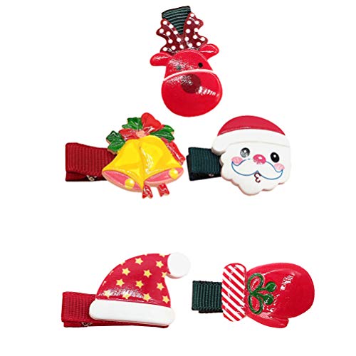 Amosfun 5 Pack Christmas Hair Clips for Girls - Festive Hair Barrettes & Pins - Cute Holiday Hair Accessories for Baby & Toddler - Perfect for Christmas Parties, School Events & Family Photos