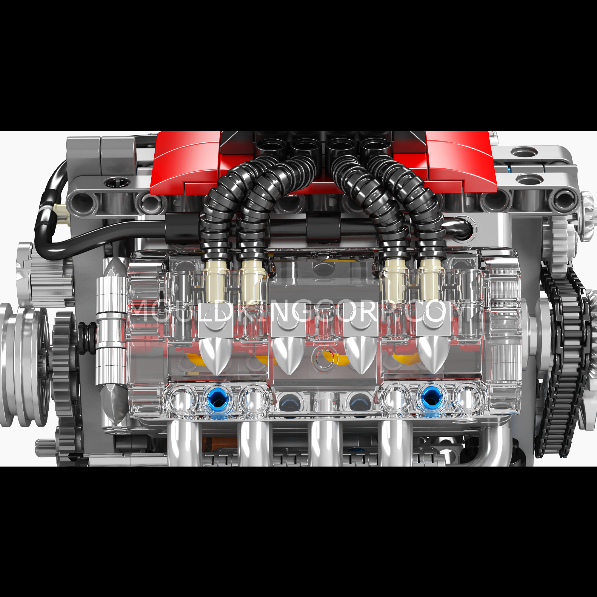Mould King 10171 Chevy LSX454 Motorized V8 Engine Model Building Kit - 487 Pcs STEM Educational Toy for Adults & Kids, Perfect for Car Enthusiasts & DIY Mechanics
