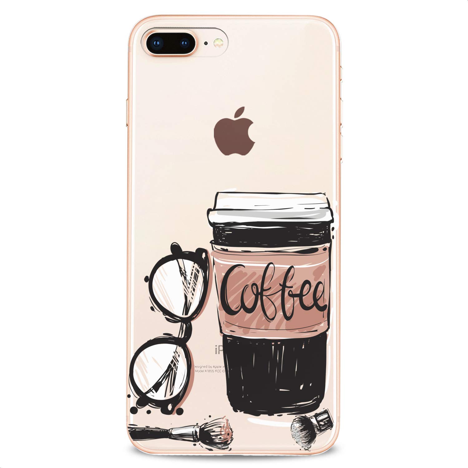 Premium Clear TPU Phone Case for iPhone 16/15/14/13/12/11 Pro Max/Plus/Mini/XS/XR/X/8+/7/6/5/SE - Slim Flexible Silicone Protective Cover with Cute Coffee & Pink Designs for Women & Girls (Perfect for Everyday Use, Office & Travel)