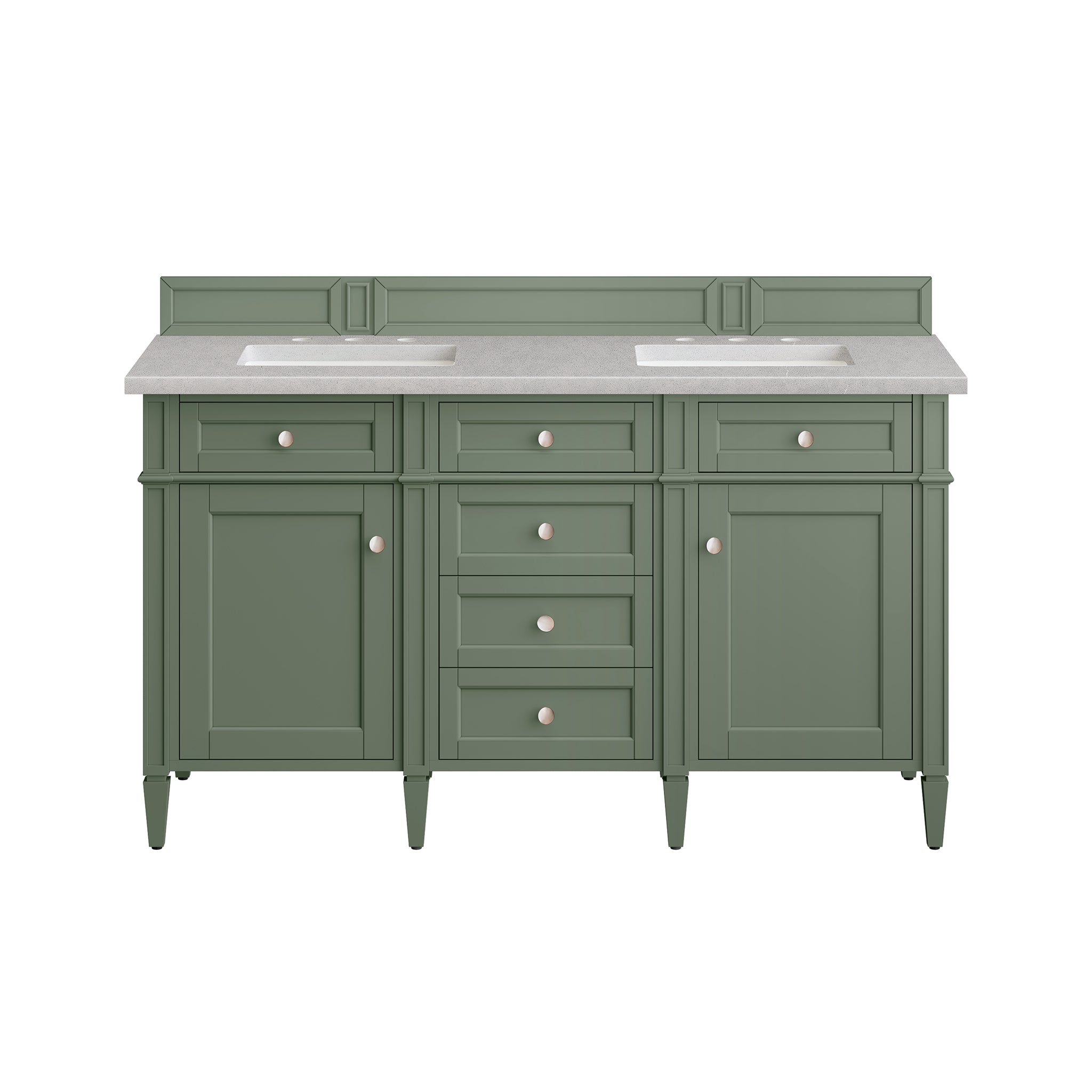 Brittany 60-Inch Double Bathroom Vanity in Smokey Celadon with 3CM Eternal Serena Quartz Top - Perfect for Master Bathroom Renovations & Luxury Home Upgrades