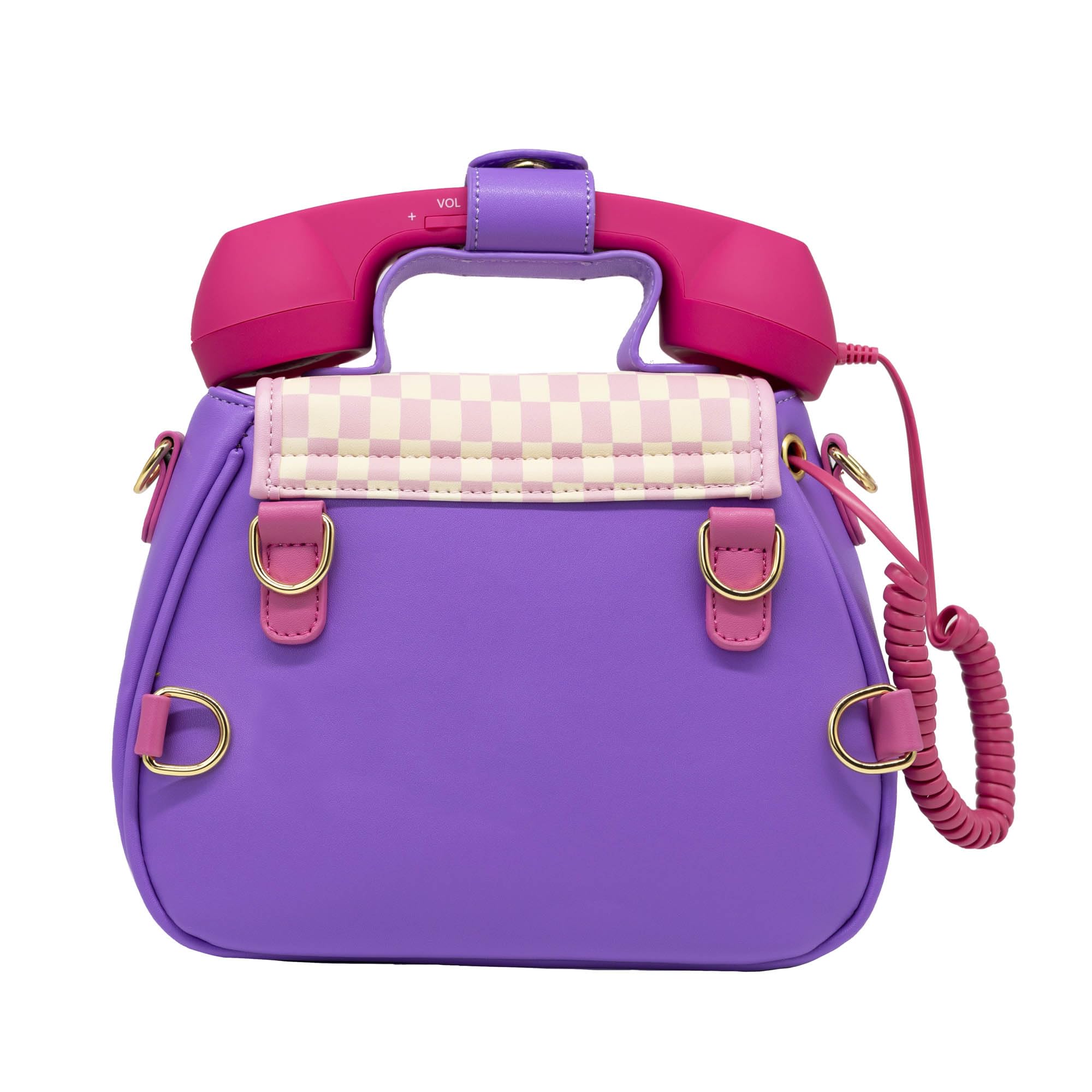Bewaltz Novelty Handbag for Teens - Fun Phone-Shaped Convertible Purse in Pastel Checkerboard Print - Trendy Tween Fashion Accessory for School, Parties & Everyday Use