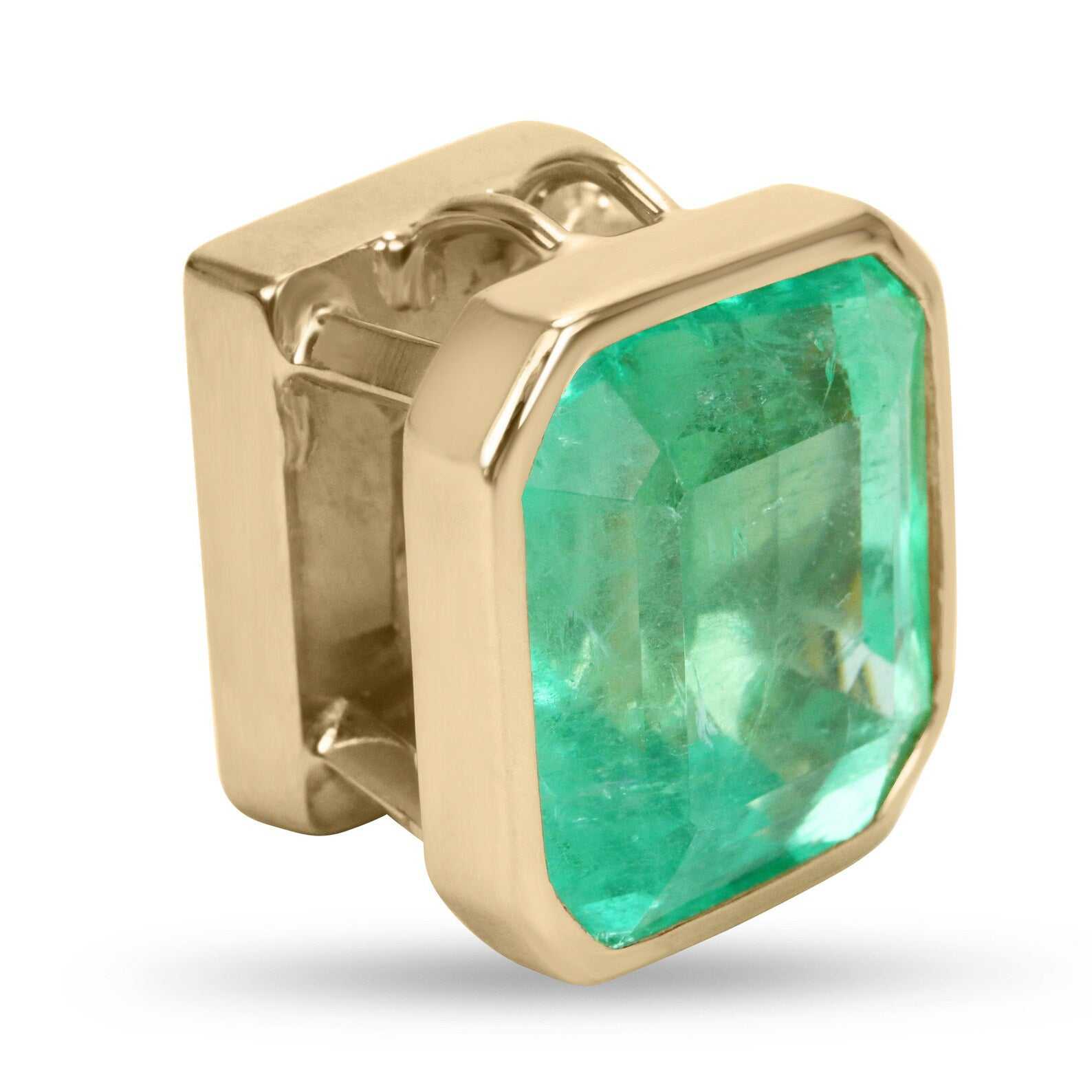 5.0 Carat Asscher Cut Emerald Necklace in 14K Gold, Modern Bezel Setting - Perfect for Weddings, Anniversaries & Special Occasions