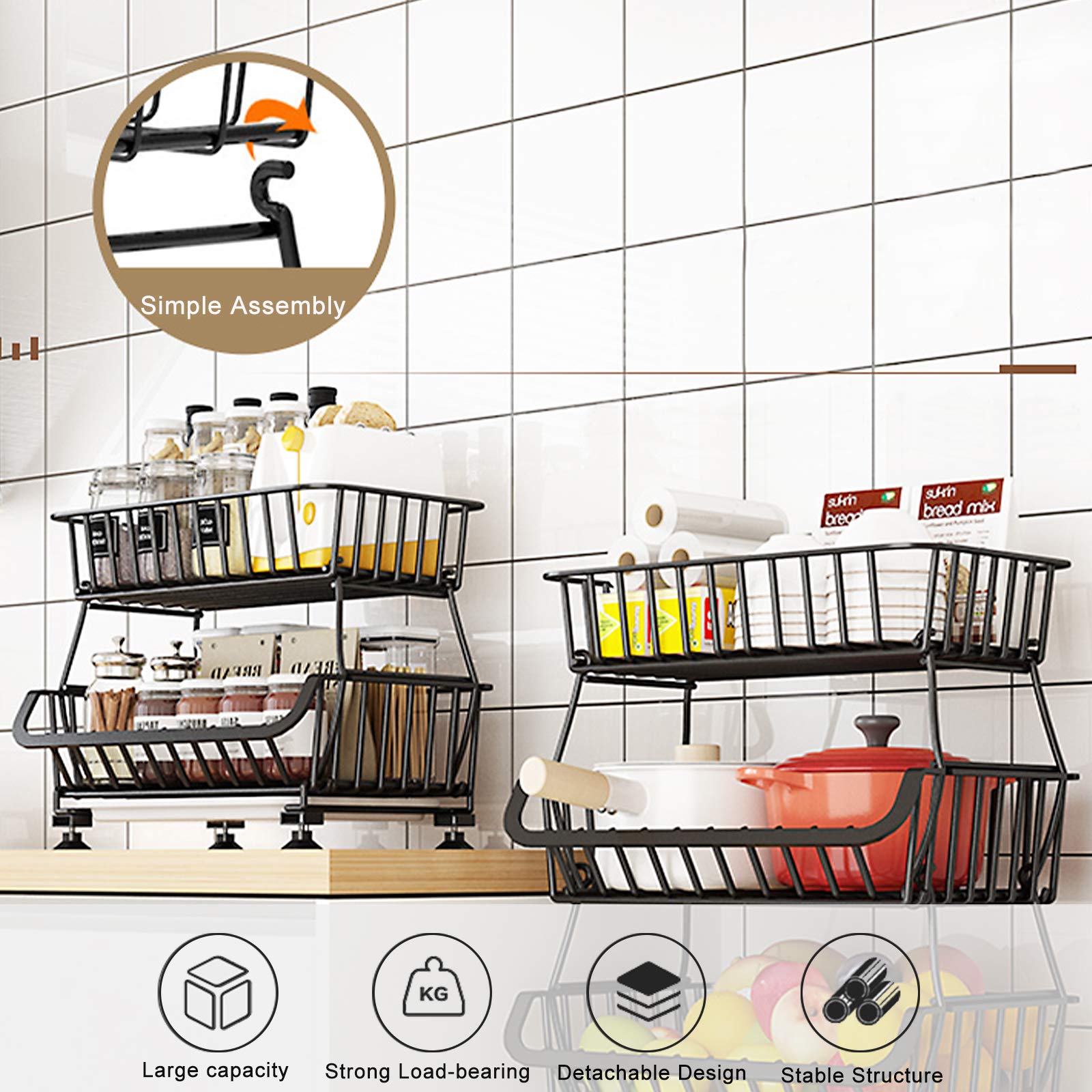 BRIAN & DANY 5-Tier Metal Wire Fruit and Vegetable Storage Basket - Space Saving Kitchen Organizer for Countertop, Pantry & Refrigerator
