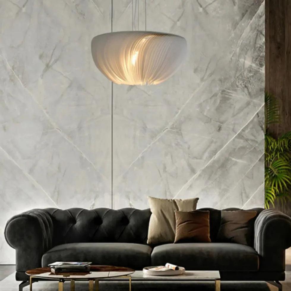 Modern White Spiral Pattern Artistic Pendant Light - Elegant Ceiling Lighting Fixture for Dining Room, Kitchen Island & Bedroom Decor