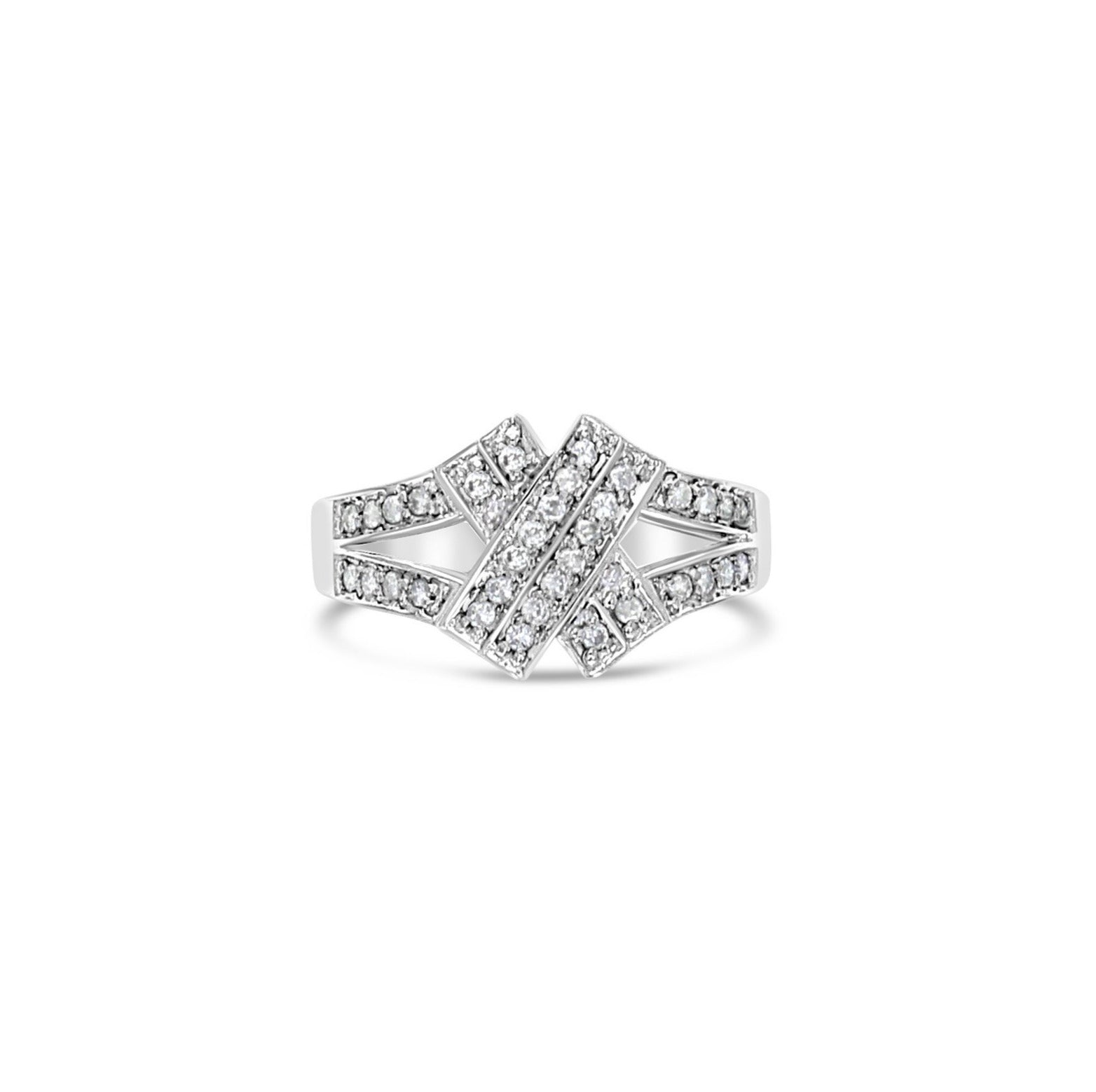 Diamond XOXO Statement Ring - 0.29cttw 14k White Gold Elegant Jewelry for Women - Perfect for Valentine's Day, Anniversary & Special Occasion Gifts