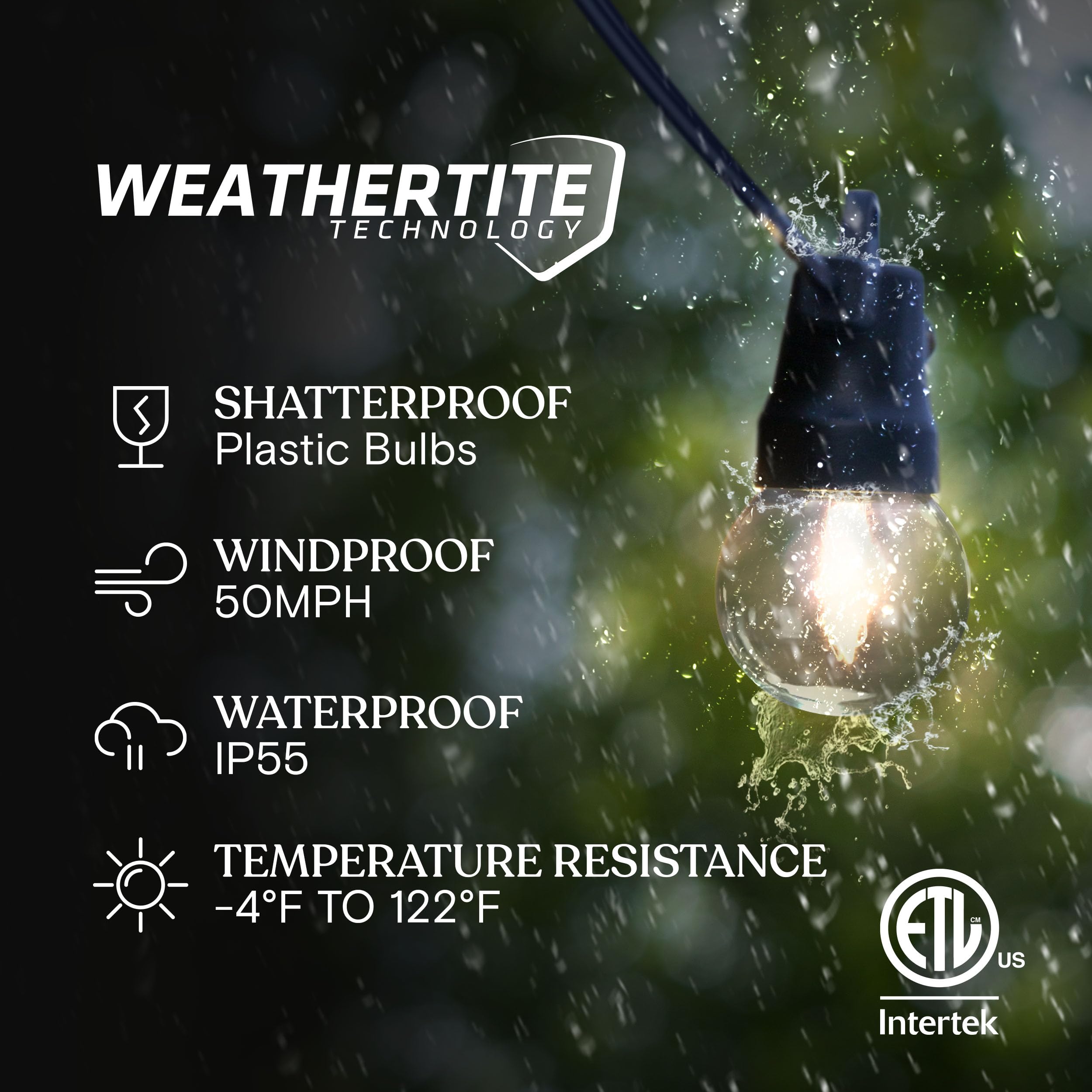Brightech Ambience Pro - Waterproof Solar LED Outdoor String Lights with 1W Retro Edison Bulbs - 27 Ft Bistro Lights for Patio, Garden, Pergola - Soft White Warm Glow - Perfect for Backyard Parties, Wedding Decor & Cafe Ambience