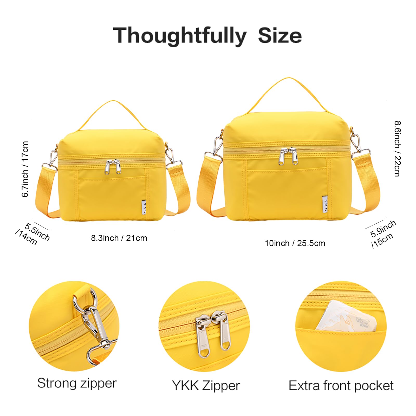 NOL Natural Organic Lifestyle Insulated Lunch Bags for Women - Lightweight Waterproof Nylon Cooler Bag for Work, Picnic & Outdoor Activities