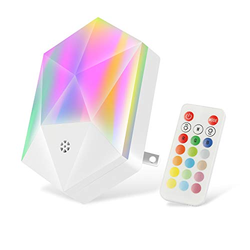 Drimran RGB Color Changing Plug-in Night Light with Dimmable Remote Control - Adjustable Brightness LED Nightlight for Kids Room, Bedroom, Hallway, Bathroom, Stairs & Living Room | Perfect for Nighttime Safety, Nursery Decor & Mood Lighting