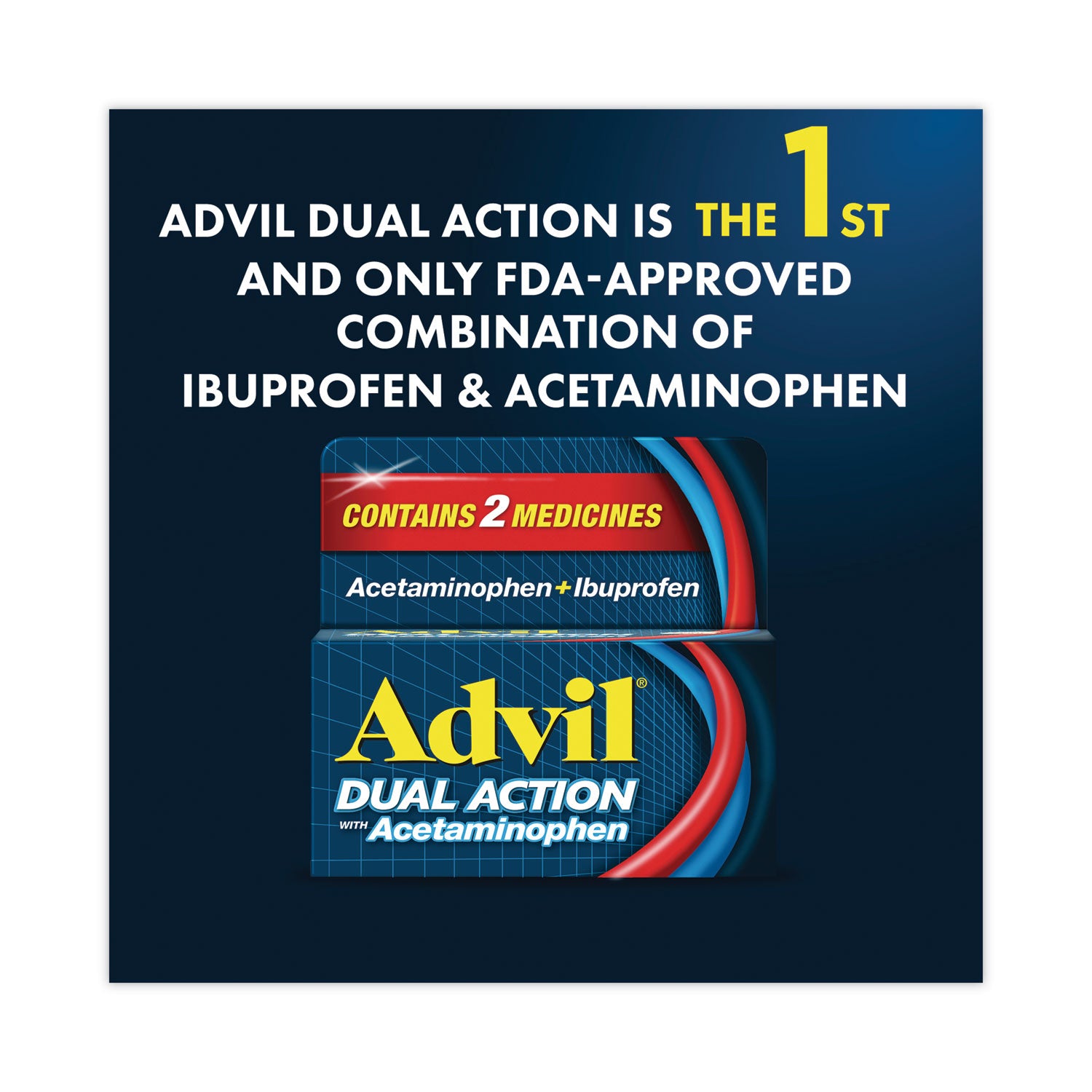 Advil® Dual Action Pain Relief Caplets - Acetaminophen & Ibuprofen (100 Count) | Fast-Acting Headache, Muscle & Joint Pain Relief | Perfect for Work, Travel & Home First Aid