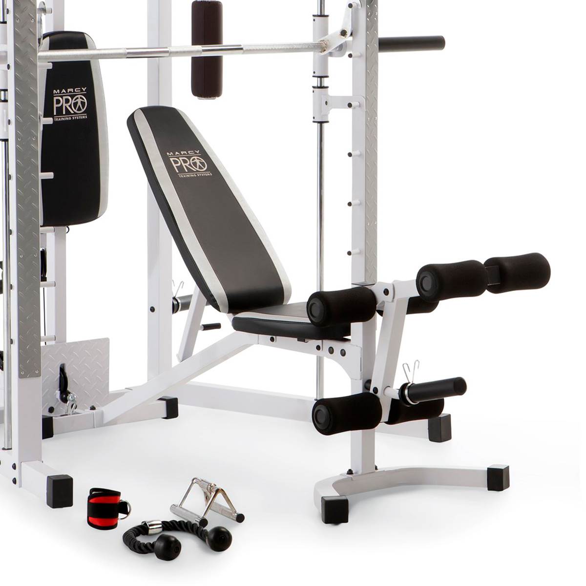 Marcy 5276 Combo Smith Heavy Duty Total Body Strength Home Gym Machine for Full Workout - White | Perfect for Home Gym, Strength Training & Weight Lifting