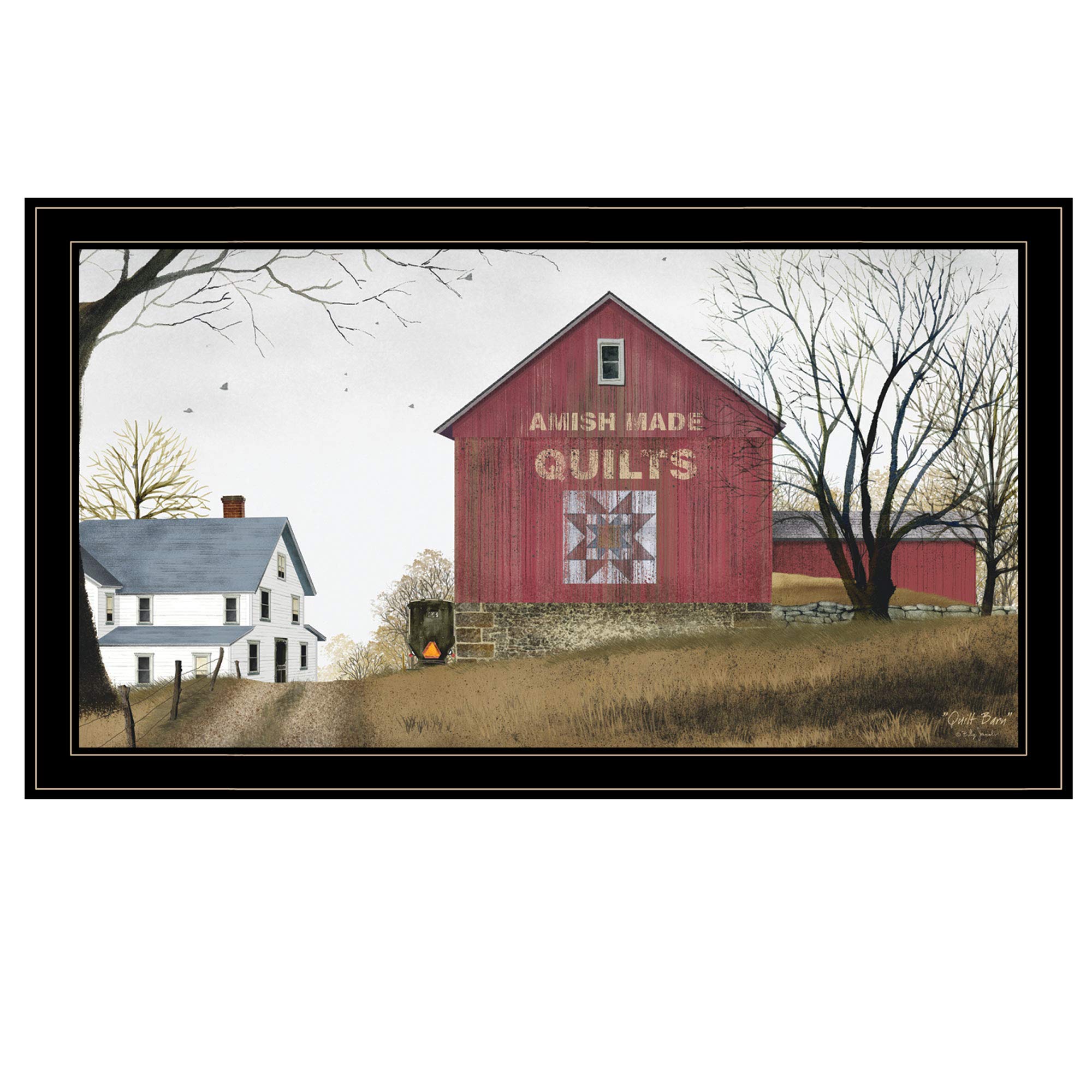 Farmhouse Style The Quilt Barn Printed Wall Art - 33x19 Inches, Brown - Perfect for Living Room, Bedroom & Country Home Decor