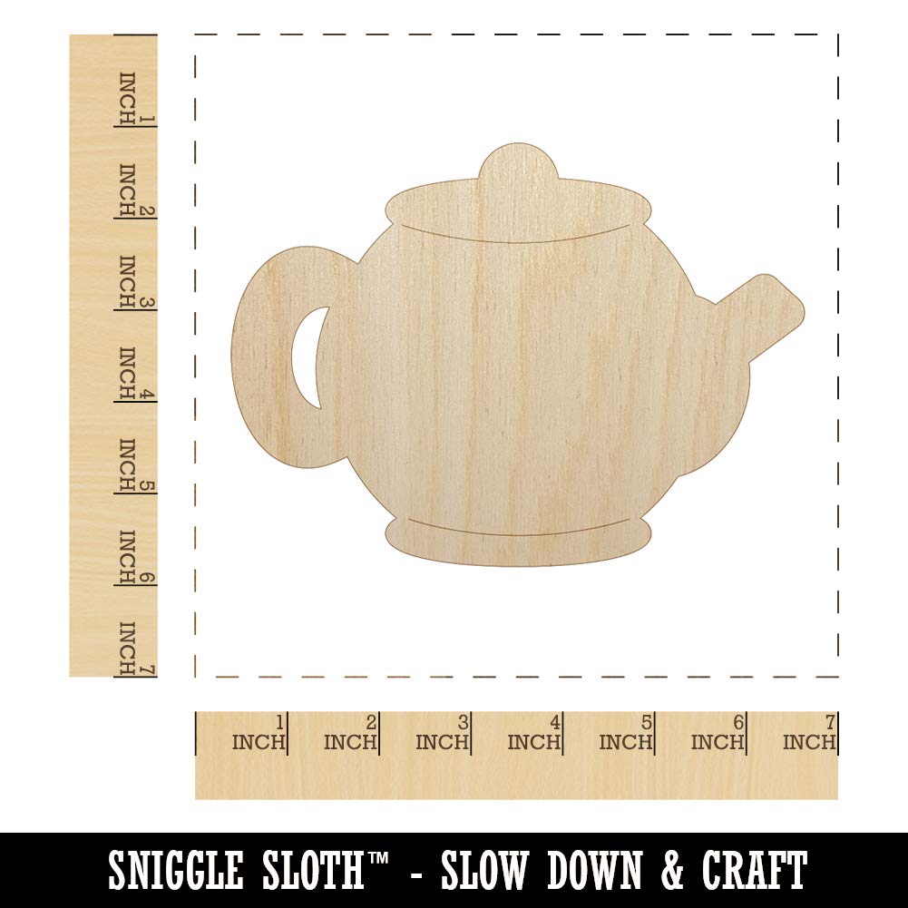 Unfinished Wood Teapot Cutout - 1/8 Inch Thick, 6.25 Inch DIY Craft Blank for Painting & Decor - Perfect for Home Decor, Scrapbooking, and Woodworking Projects