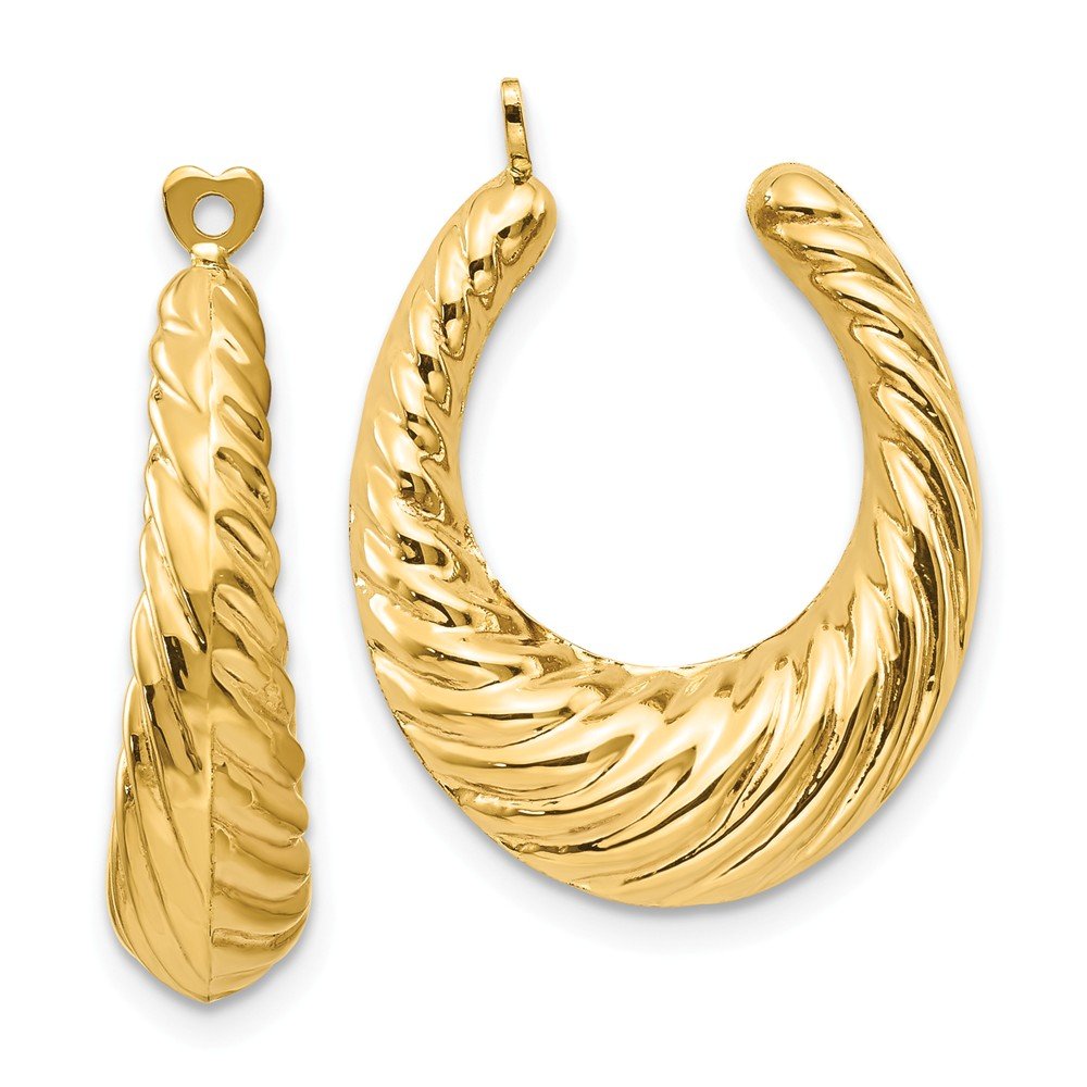 14K Yellow Gold Polished Twisted Hollow Hoop Earrings - Elegant Dangle Jacket Earrings for Women | Perfect for Weddings, Parties & Everyday Wear