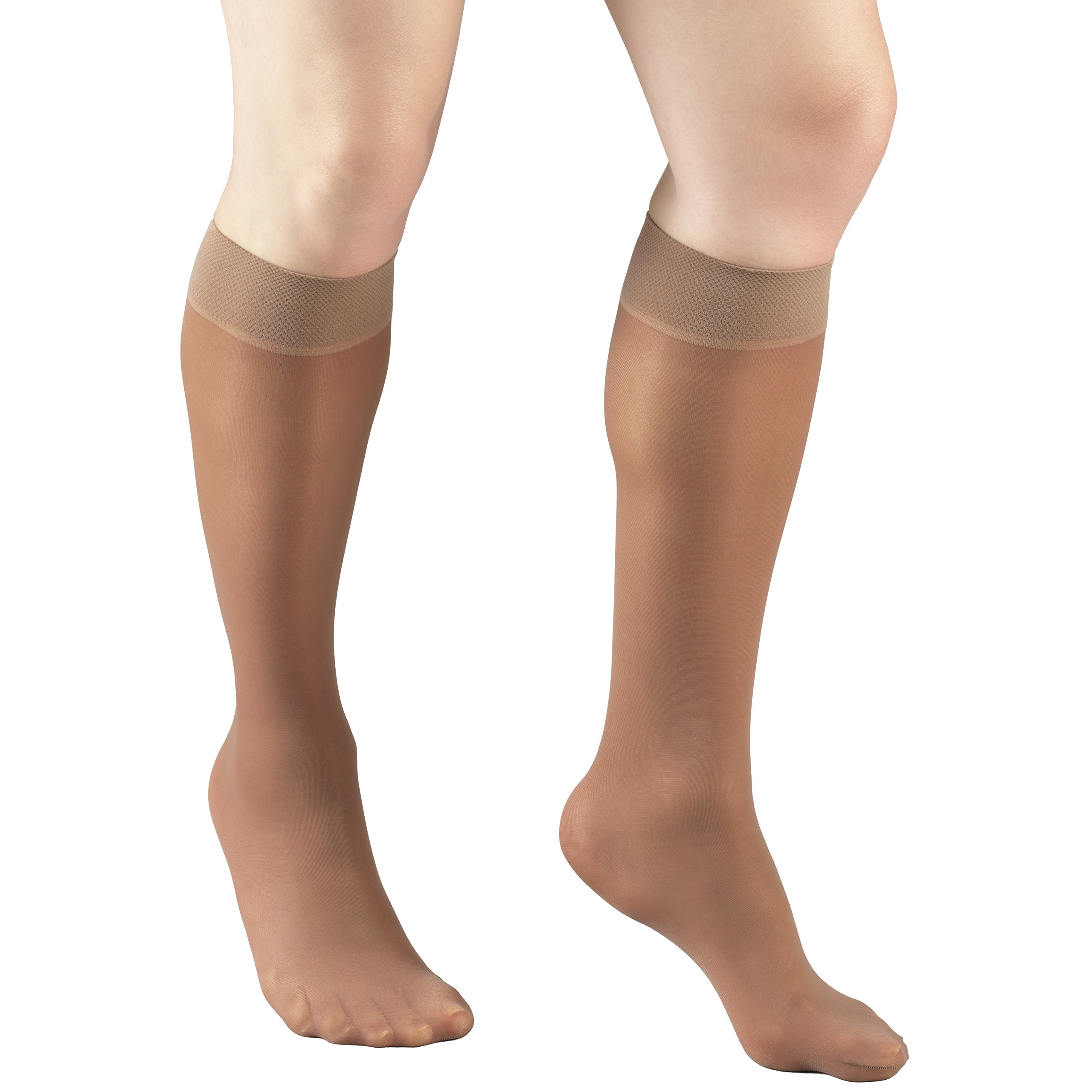 Truform Sheer Compression Stockings 8-15 mmHg for Women - Knee High 20 Denier Taupe Small - Perfect for Travel, Work & Varicose Vein Relief