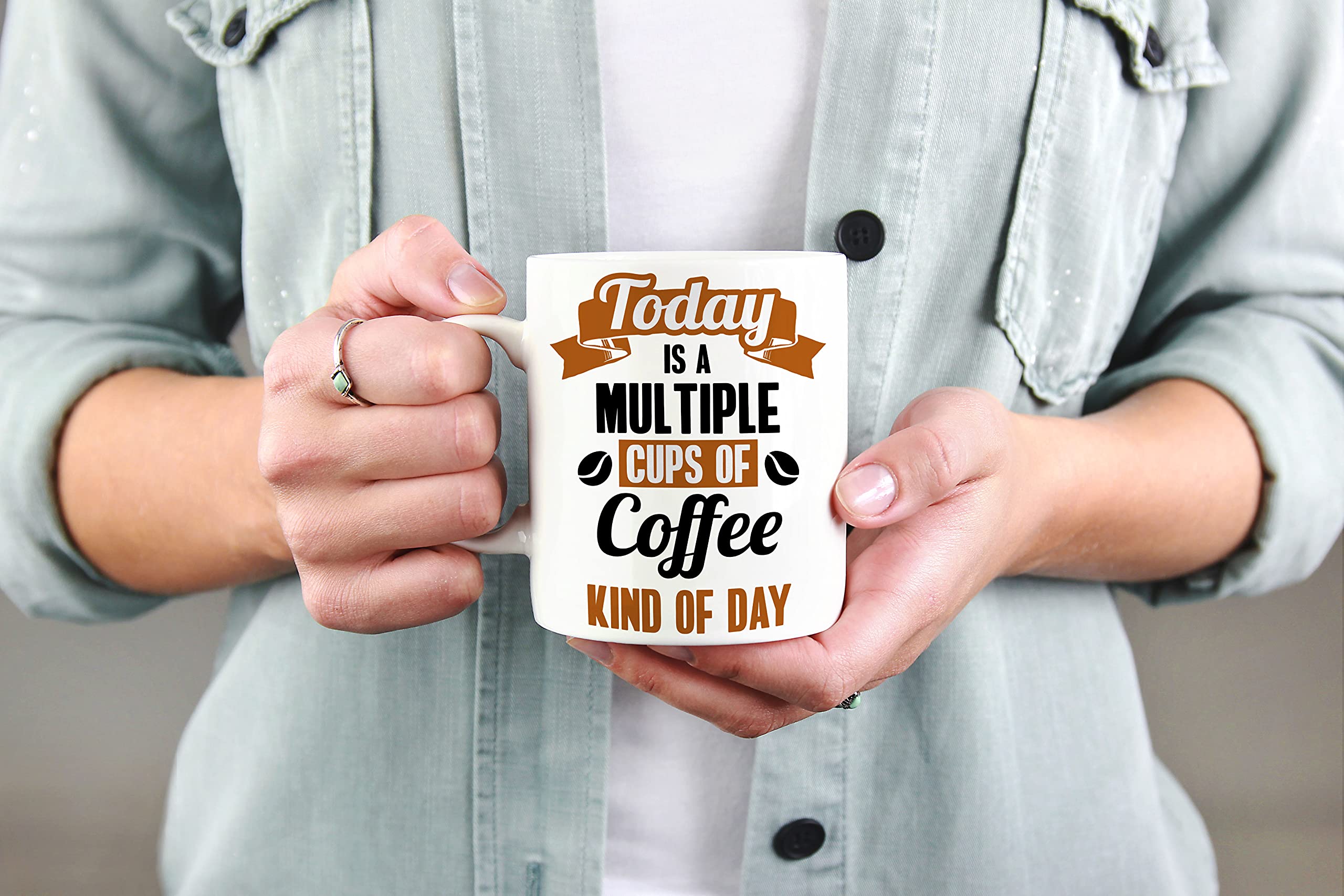 Funny Daily Coffee Quote White Ceramic Mug - 11oz Coffee & Tea Cup for Office, Home & Gifts | Insulated & Durable