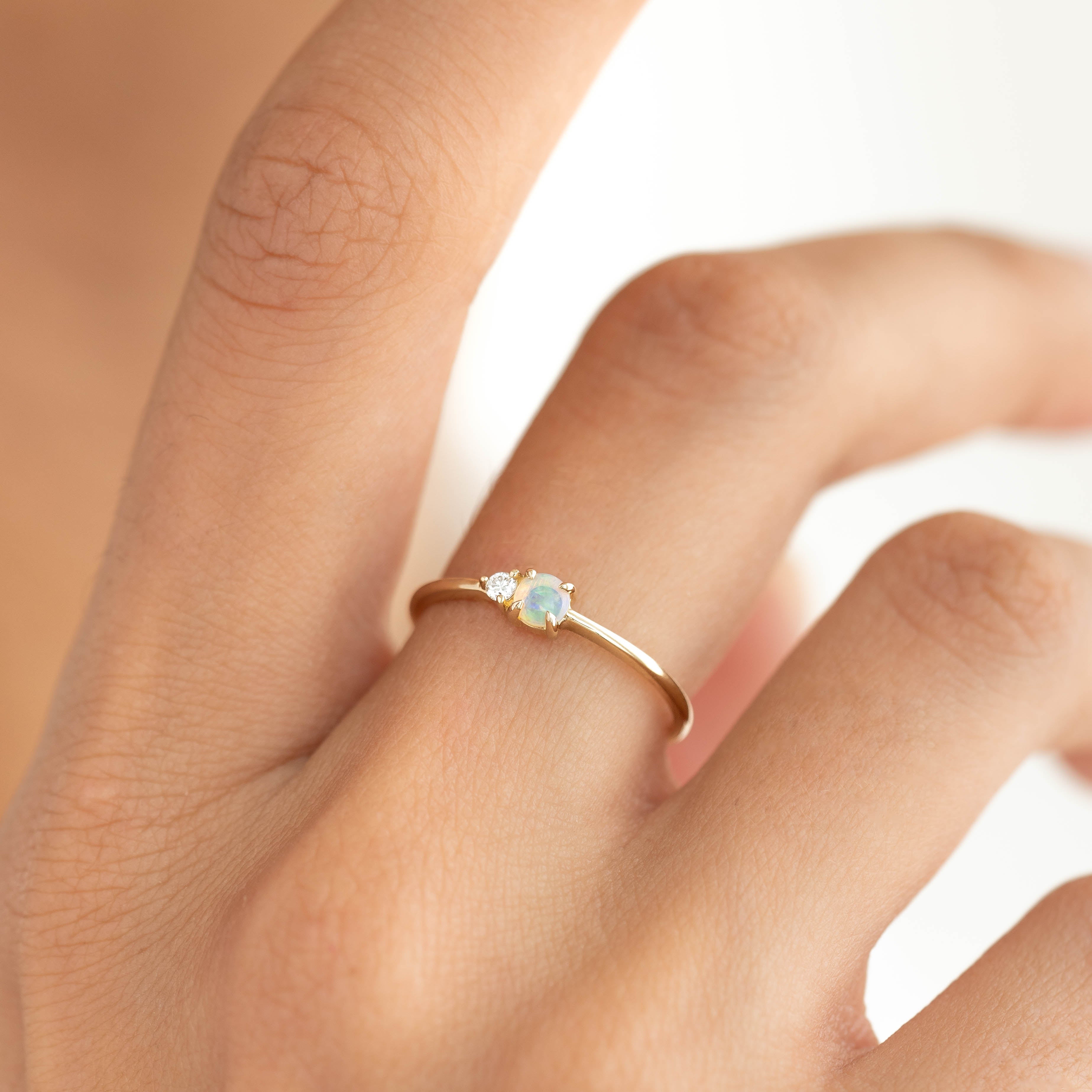 Exquisite Opal and Diamond Ring - Elegant Handcrafted Jewelry for Women | Perfect for Weddings, Anniversaries & Special Occasions