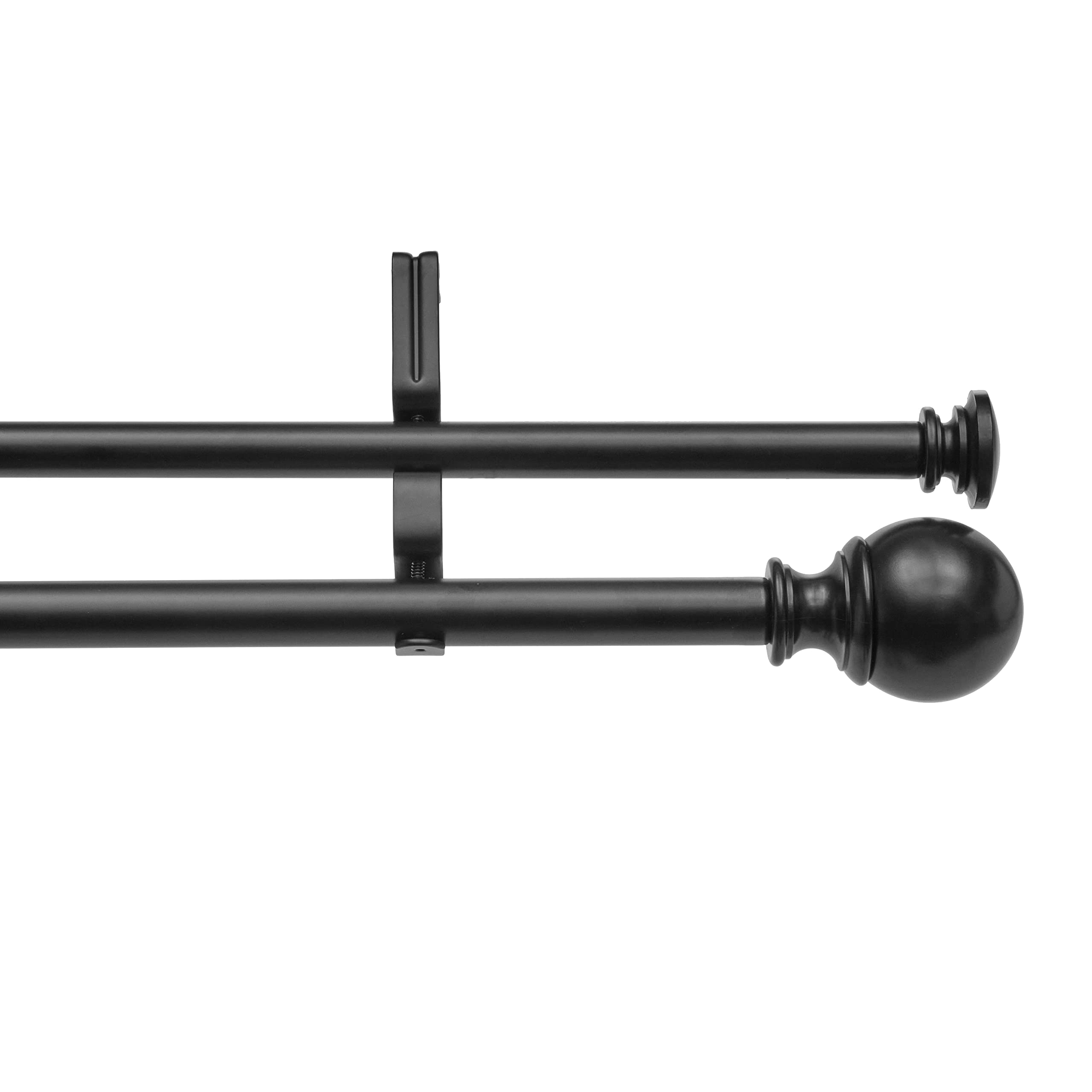 Amazon Basics 1-Inch Double Extendable Curtain Rods with Round Finials Set - Adjustable 72