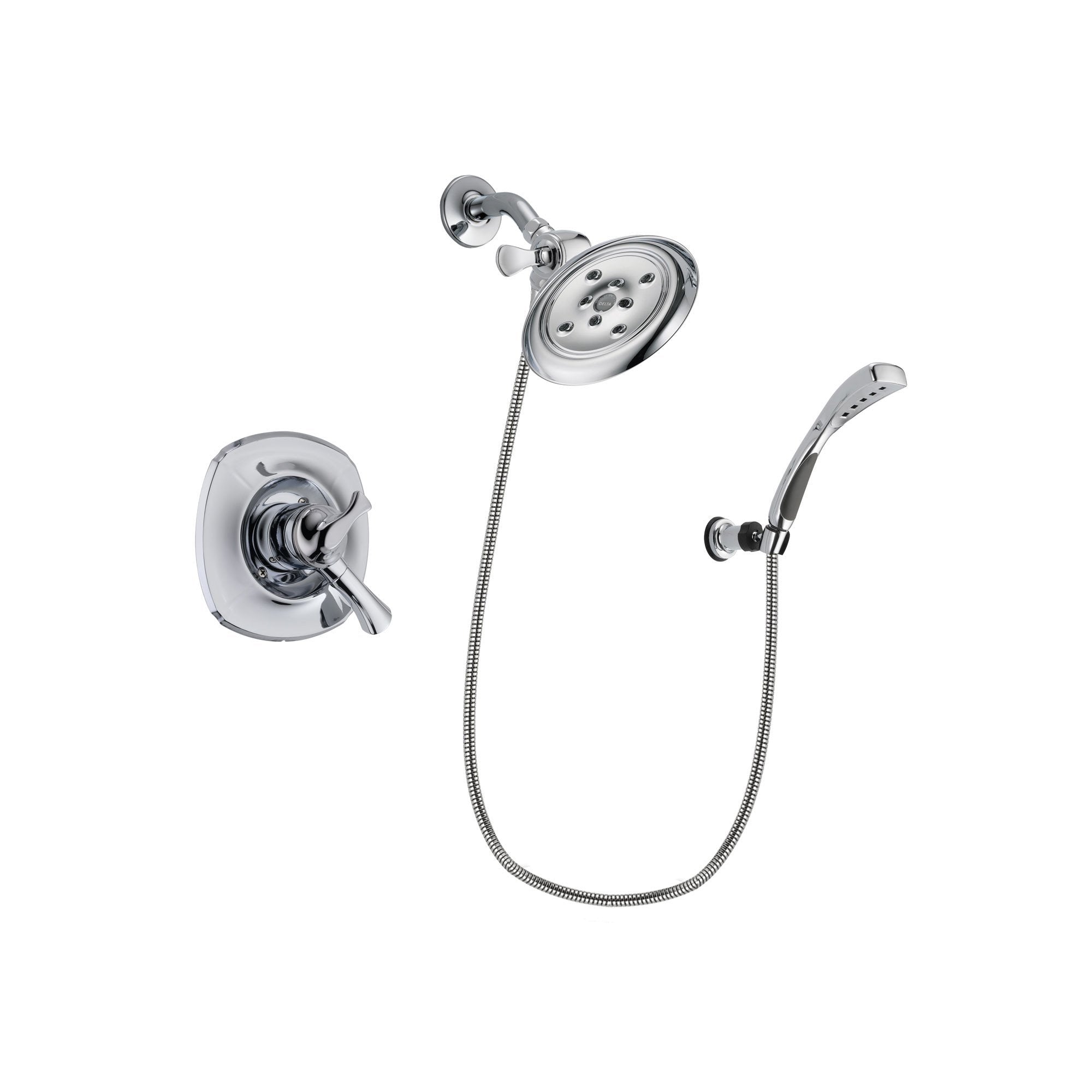 Delta Addison Chrome Finish Dual Control Shower Faucet System with Large Rain Showerhead & Handheld Spray - Includes Wall Mount Bracket & Rough-in Valve DSP1066V - Perfect for Modern Bathroom Renovations & Spa-Like Shower Experience