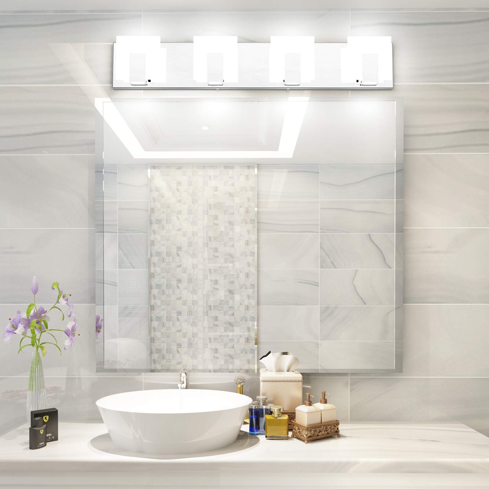 Aipsun Modern LED Vanity Light - Frosted White Acrylic Bathroom Wall Light Fixture with Up & Down Lighting - Perfect for Mirror Illumination in Bathrooms & Dressing Rooms