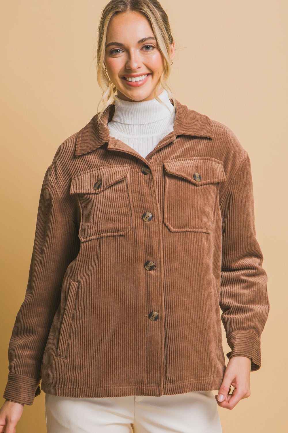 Love Tree Corduroy Button Up Jacket with Sherpa Lining - Cozy Winter Fleece Lined Shirt for Men & Women | Perfect for Outdoor Adventures, Casual Wear & Fall Layering