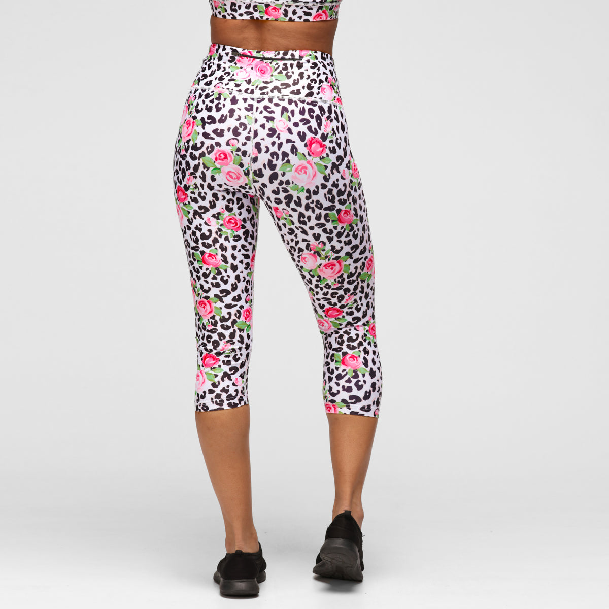 Jungle Rose Capri Pants - Women's Floral Print Stretchy Yoga Pants for Workout, Lounge & Travel - Comfortable & Stylish Casual Wear
