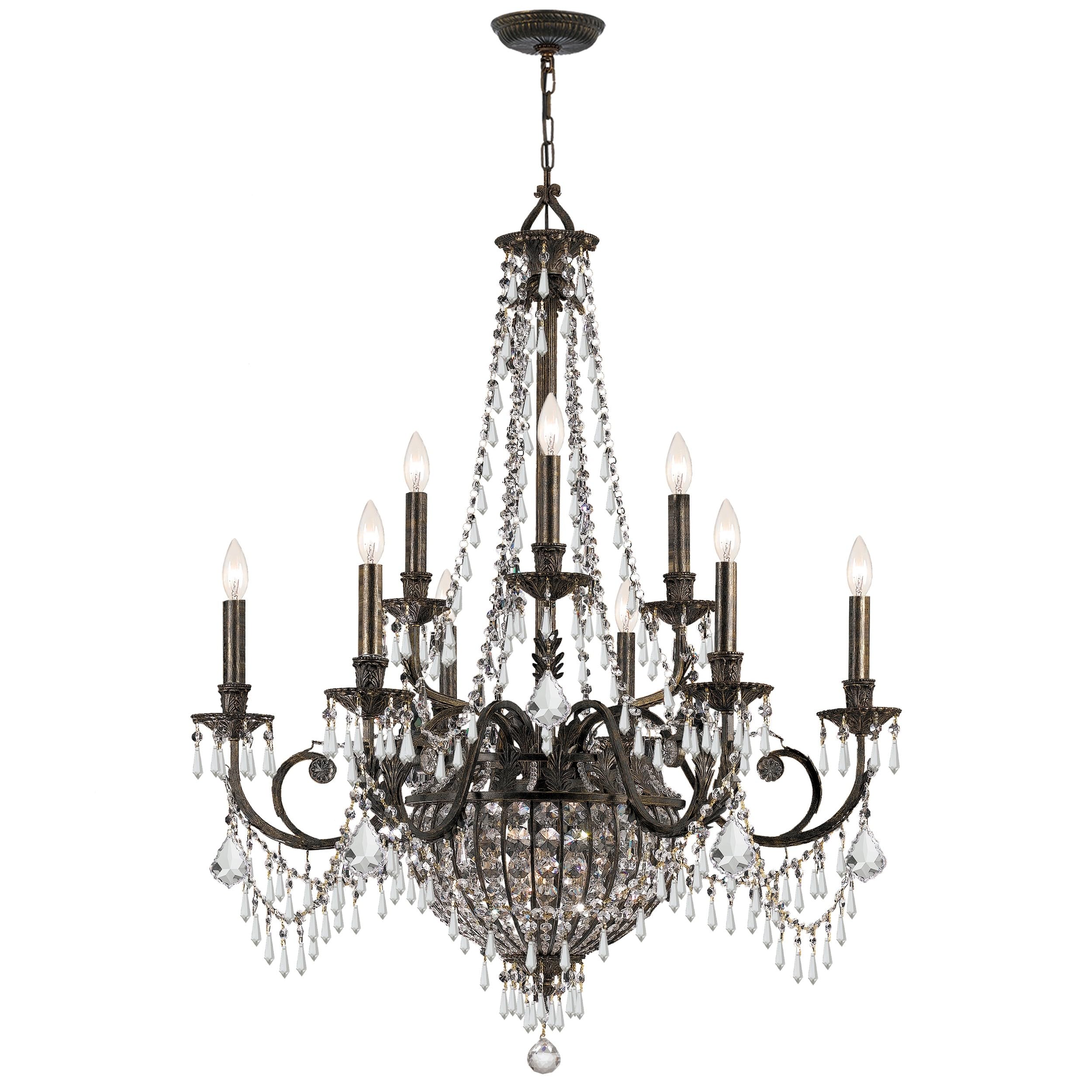 Vanderbilt 12-Light Hand-Cut Crystal English Bronze Chandelier - Elegant Dining Room Lighting for Luxury Home Decor & Formal Events