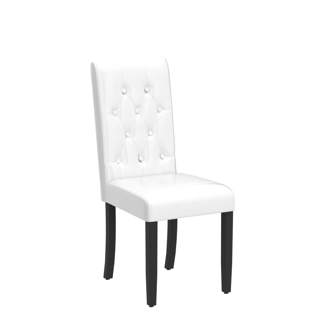 Yaheetech 4-Piece Button Tufted Leather Dining Chairs Set with Padded Seat & Wooden Legs - Modern Kitchen & Restaurant Furniture for Home Dining & Commercial Use