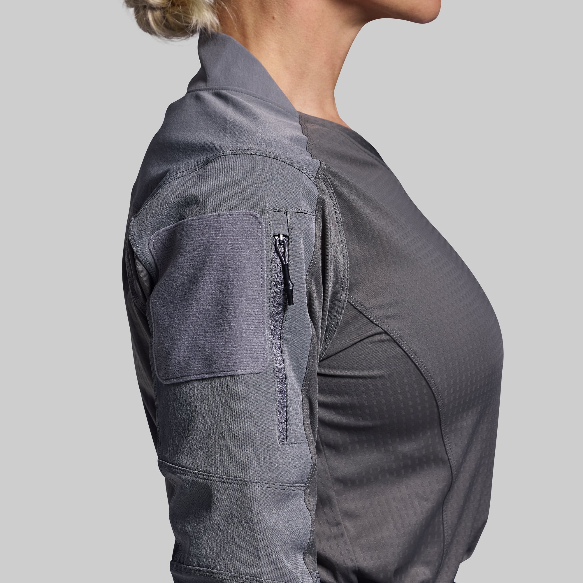 Women's Long Sleeve Open Back Workout Top - Breathable Athletic Shirt for Yoga, Gym & Running (Wolf Grey)