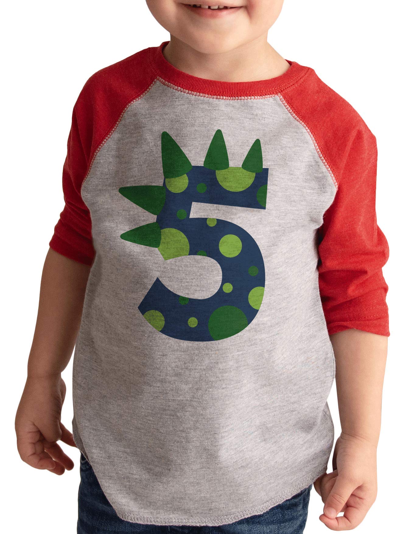 7 Ate 9 Apparel Boys Dinosaur Birthday T-Shirt - Cute Dino Graphic Tee for Kids Birthday Party, Dinosaur Age Theme Spike Red Cotton Shirt for Boys 3-8 Years - Perfect for Birthday Celebrations, School Events & Playdates