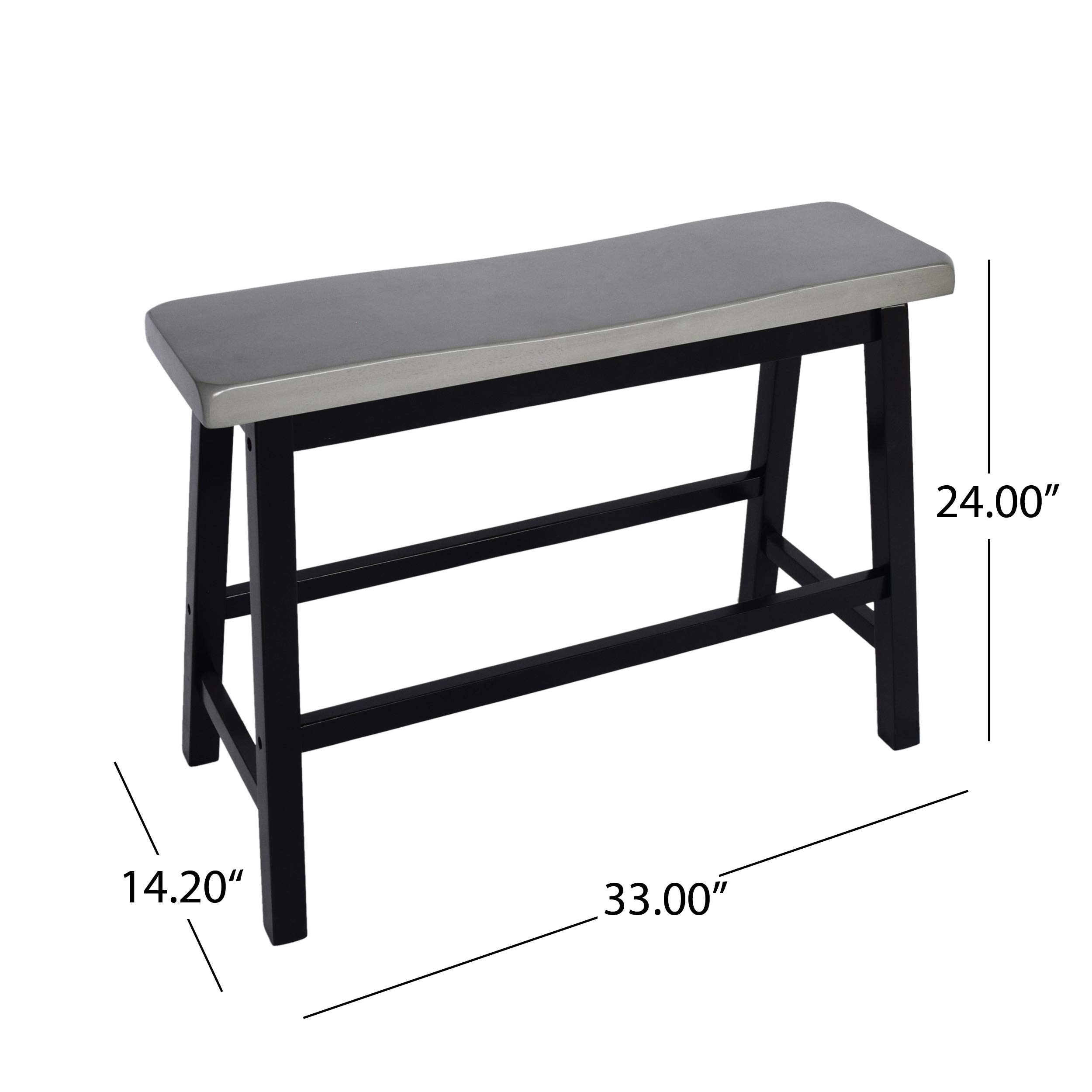 Farmhouse 4-Seater Rubberwood Counter Height Dining Set - Gray & Black - Rustic Kitchen Table & Stools for Small Spaces, Breakfast Nook, or Apartment Dining Area