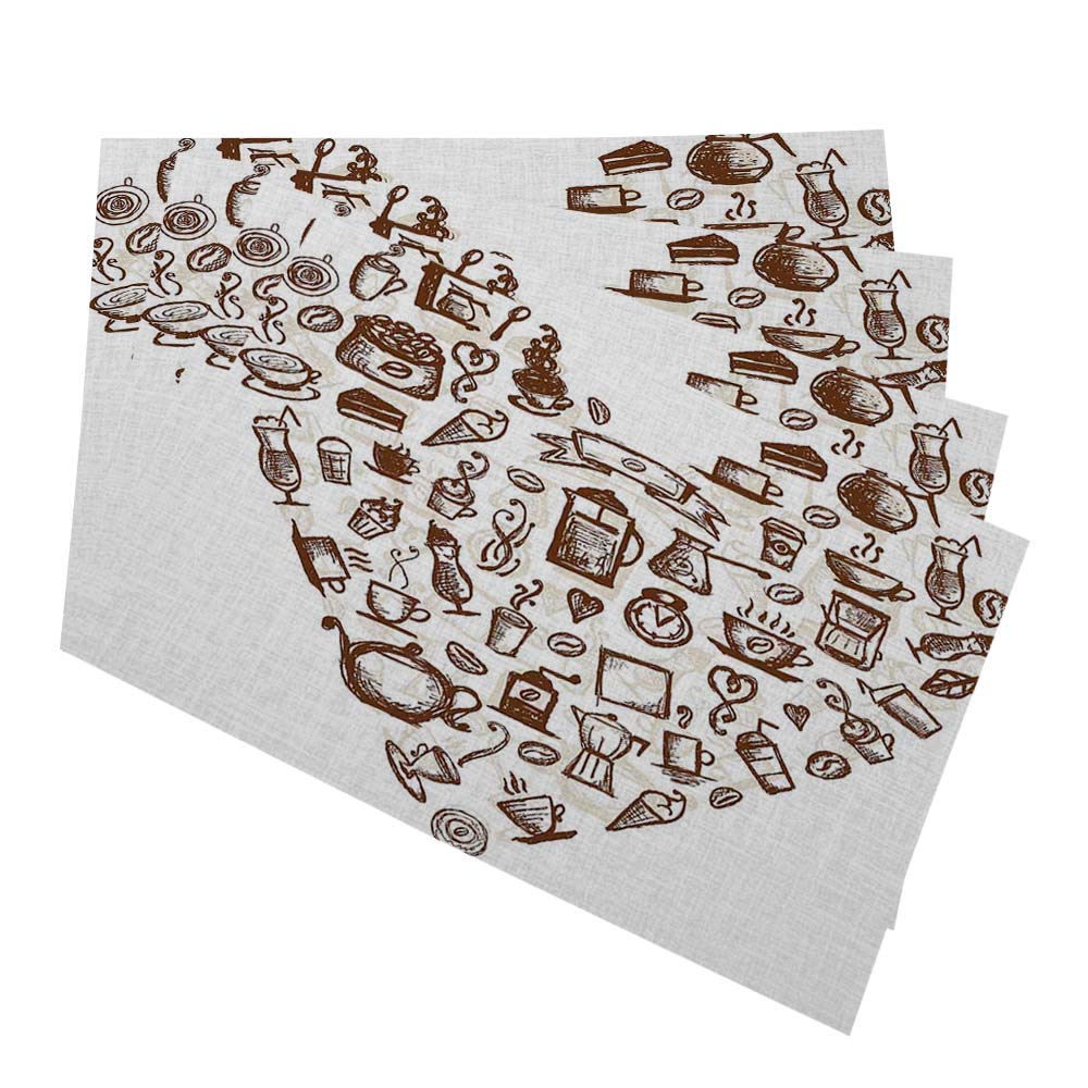 Heart-Shaped Cotton Linen Placemats Set of 4 - 12x18 Inch for Dining & Kitchen Decor